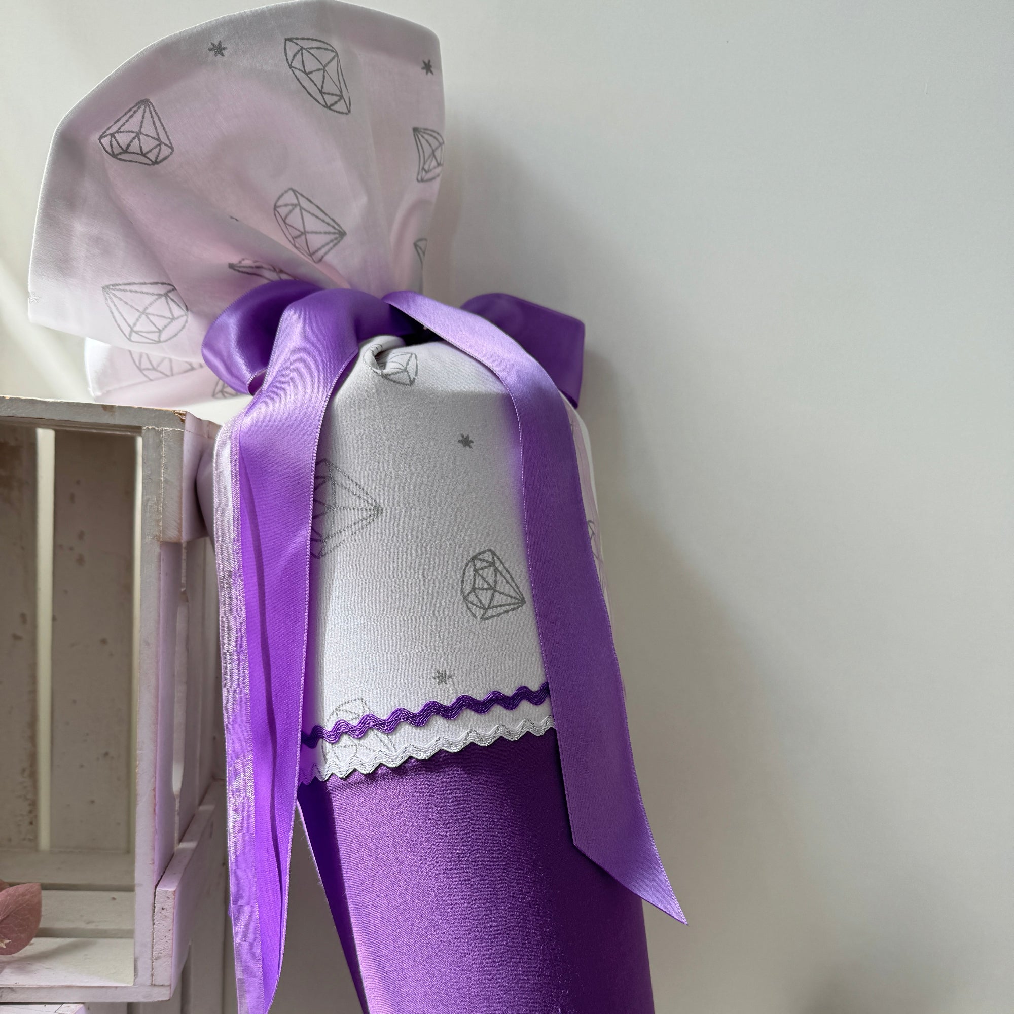 Schultüte Einhorn silber - lila Diamanten