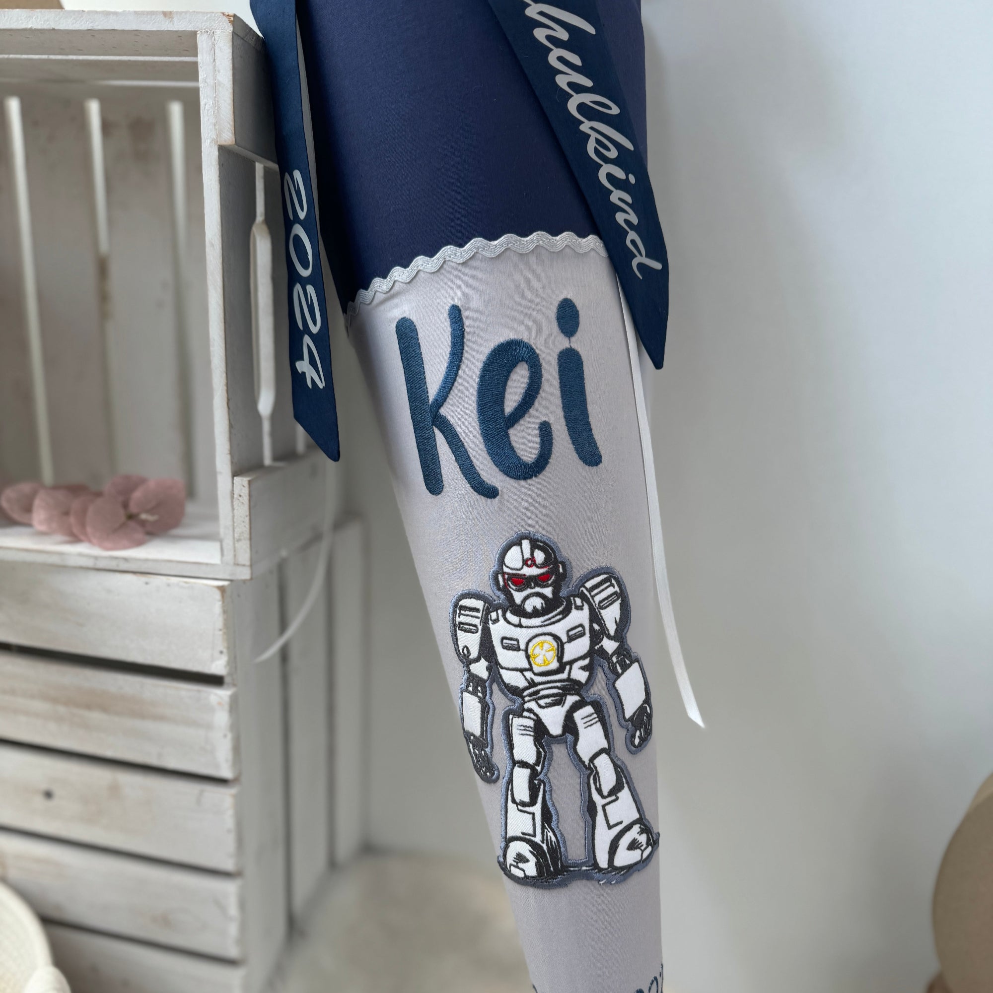 Schultüte Roboter in dunkelblau/steingrau