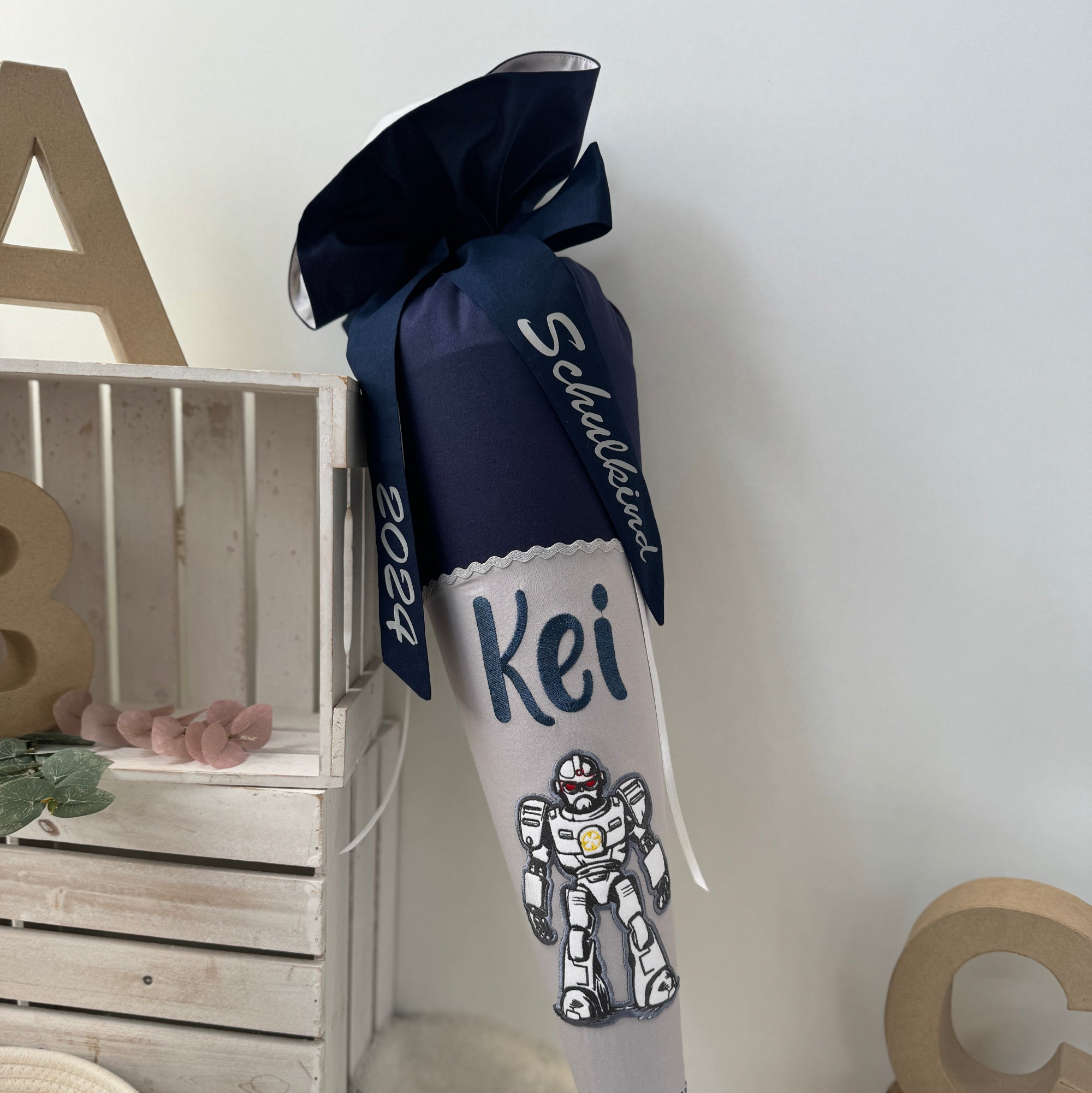 Schultüte Roboter in dunkelblau/steingrau