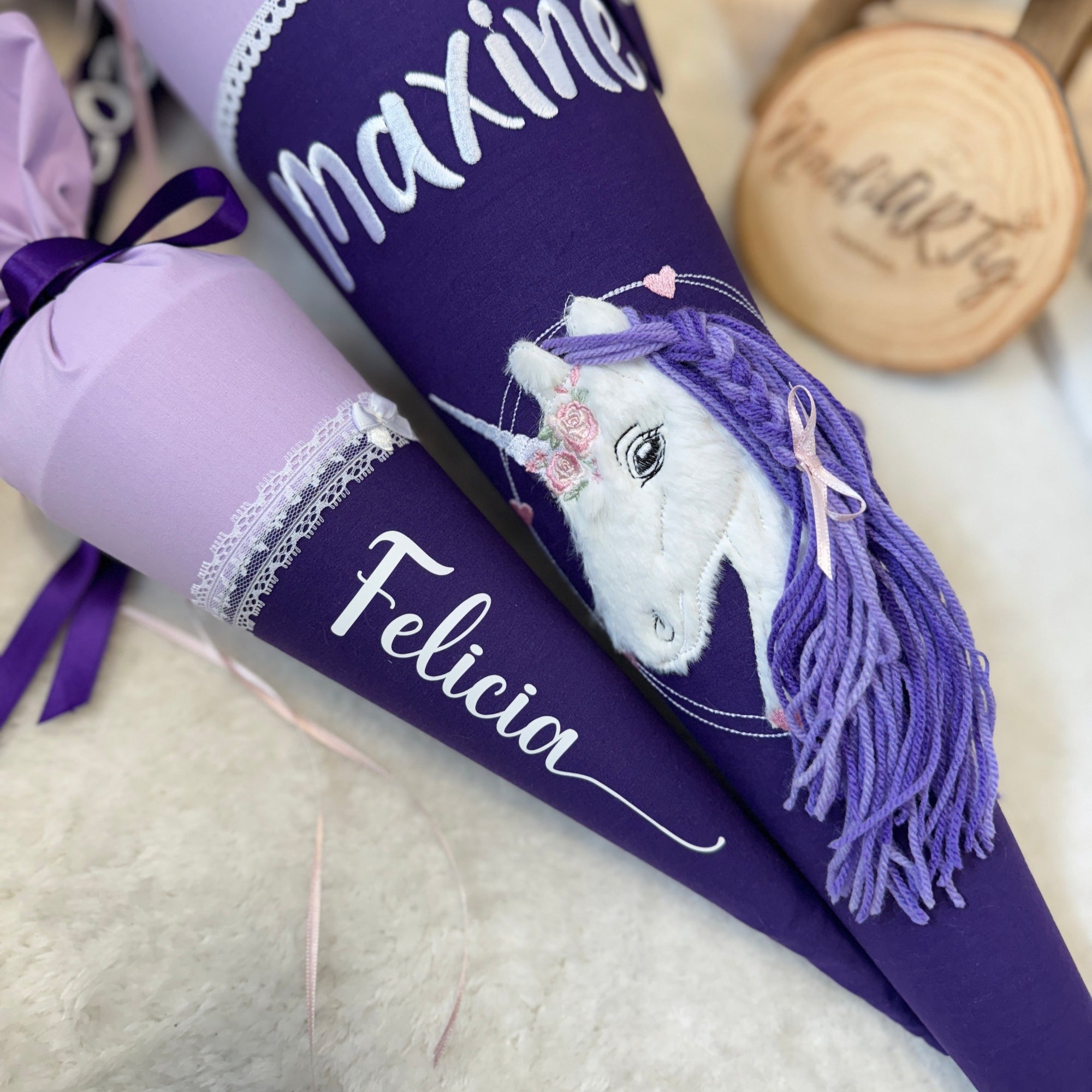 Schultüte Einhorn in flieder/lila