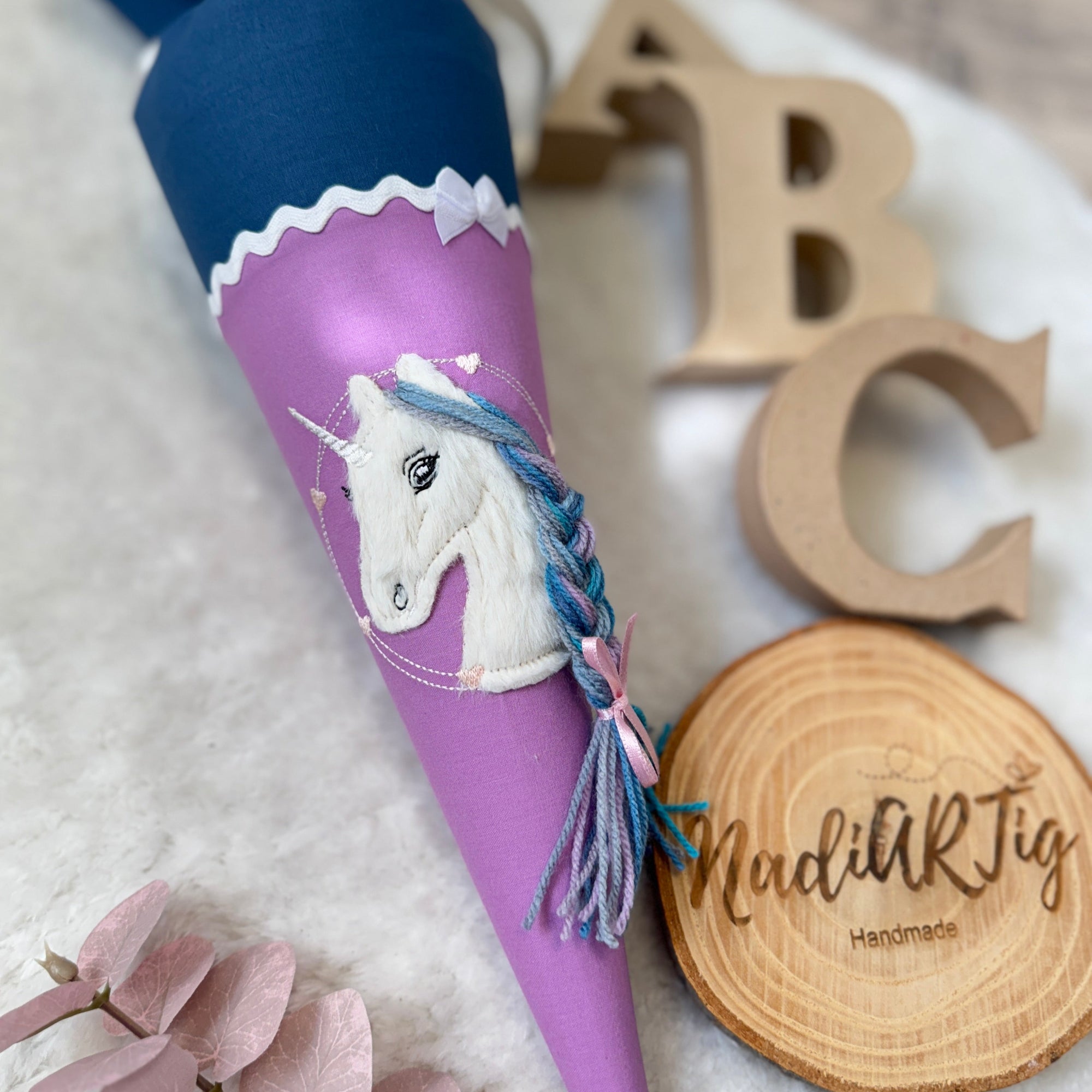 Kindergarten Schultuete Einhorn blue velvet