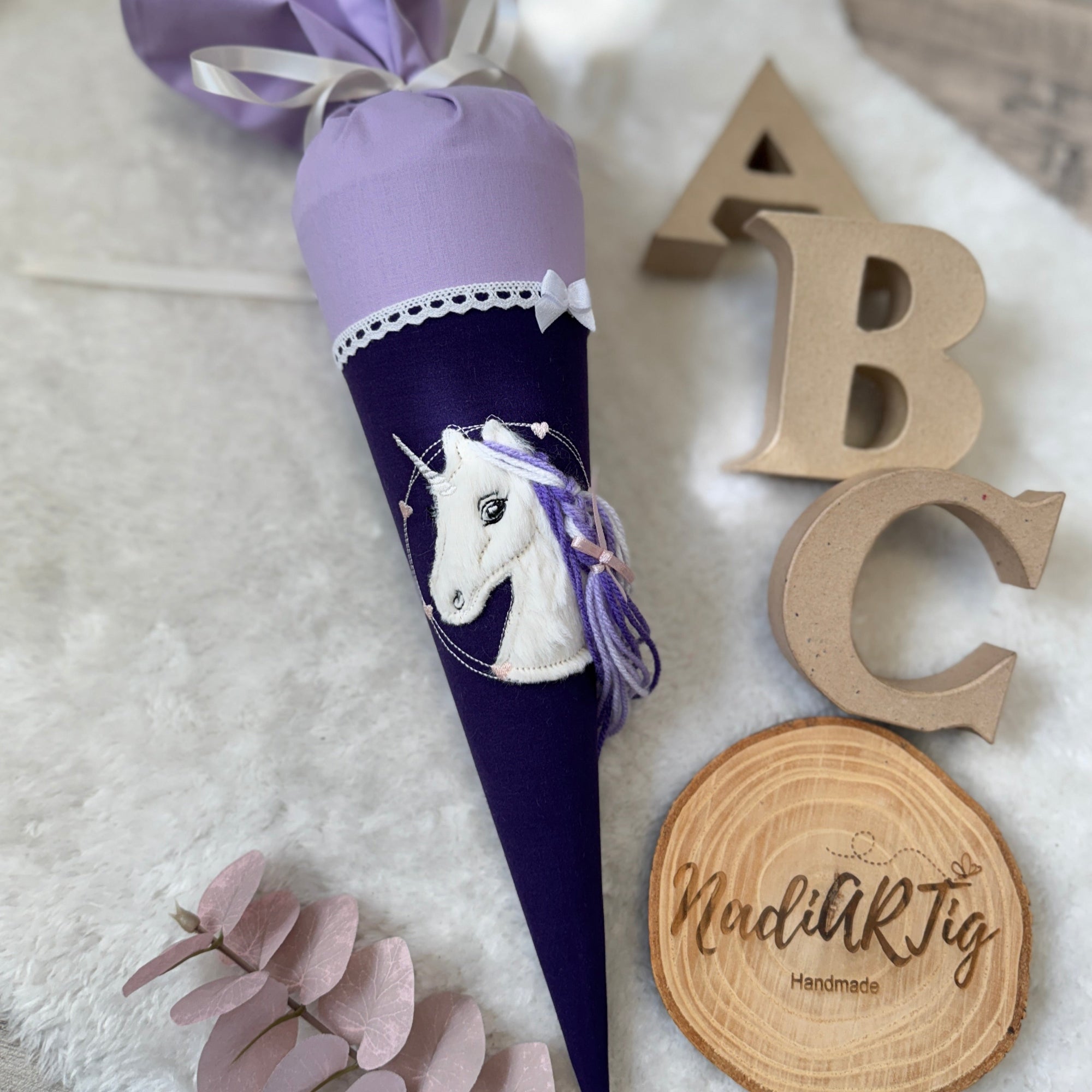 Kindergarten Schultuete Einhorn in flieder lila