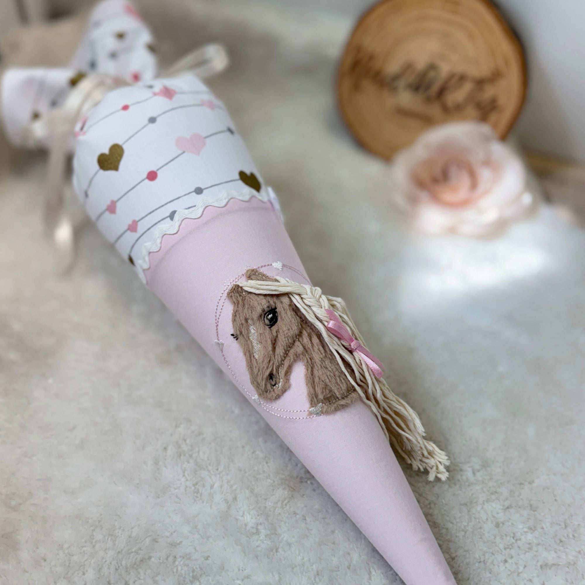 Kindergarten Schultute Pferd rosa Herzen