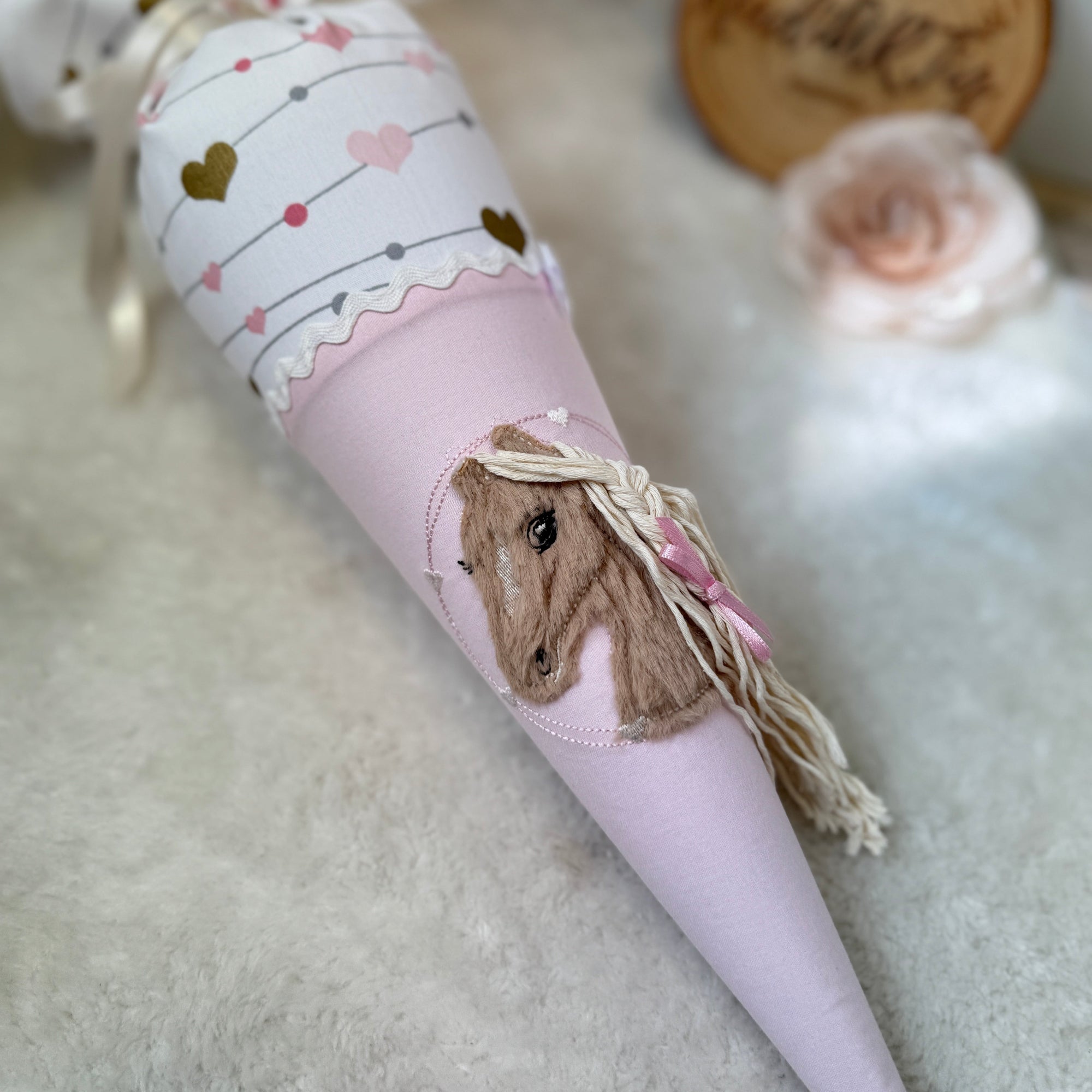 Kindergarten Schultute Pferd rosa Herzen