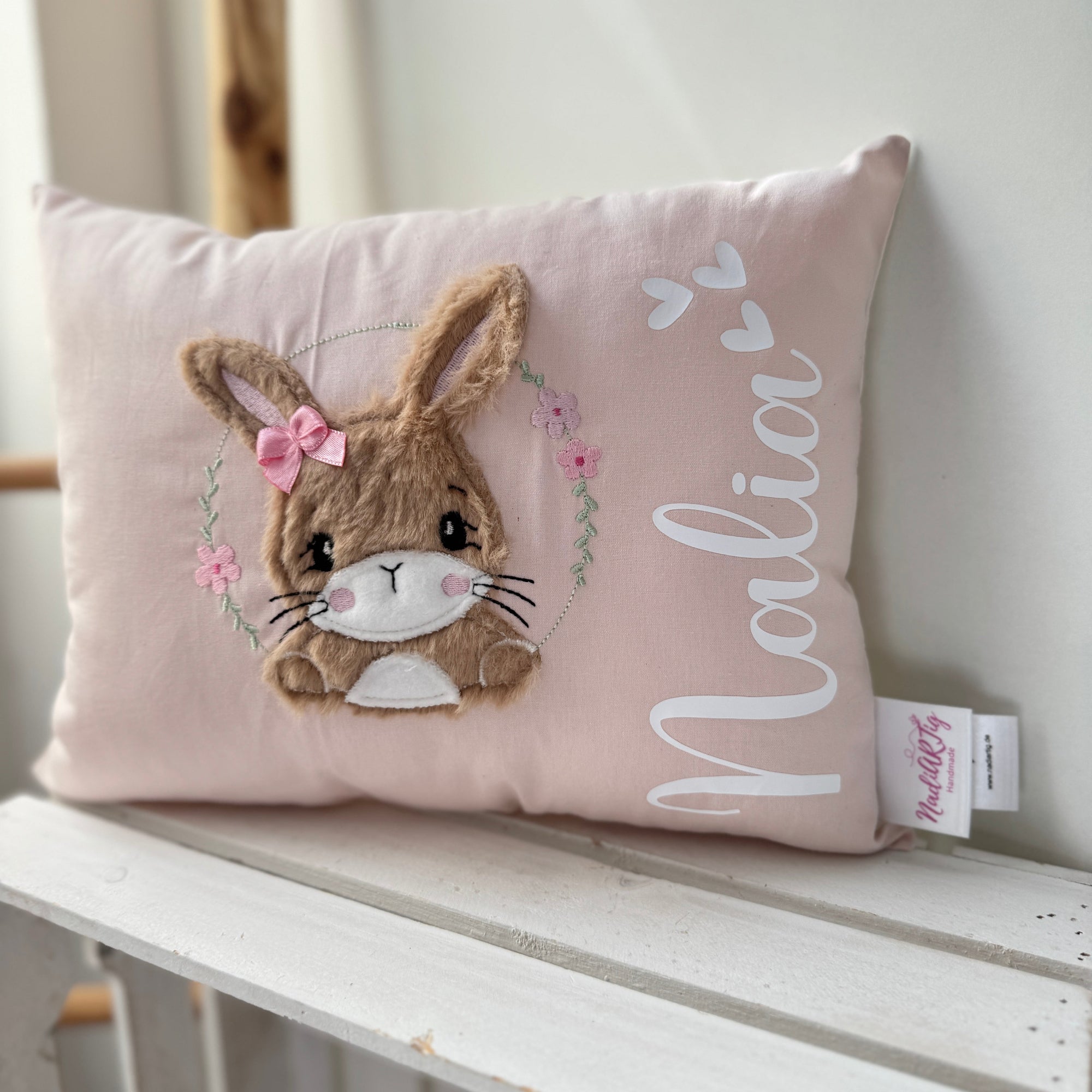 Kissen Hasenmädchen in Rosé