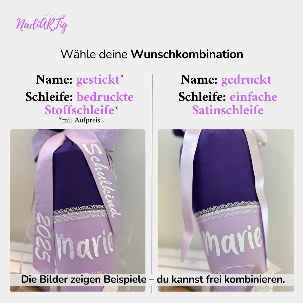 Schultüte "bye bye Grundschule" mit Schmetterlingen
