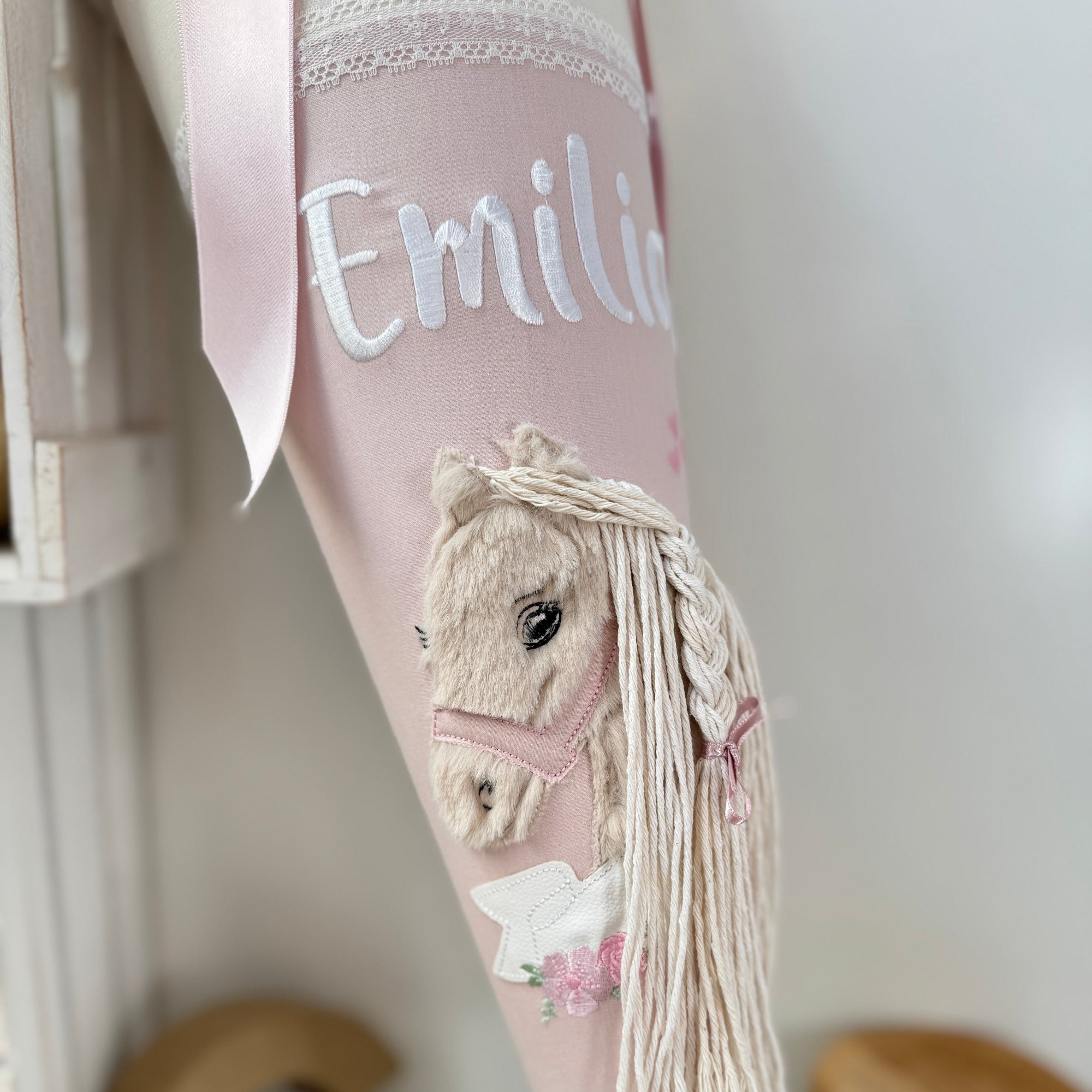 Schultüte Boho Pony in cremebeige/puderrosé