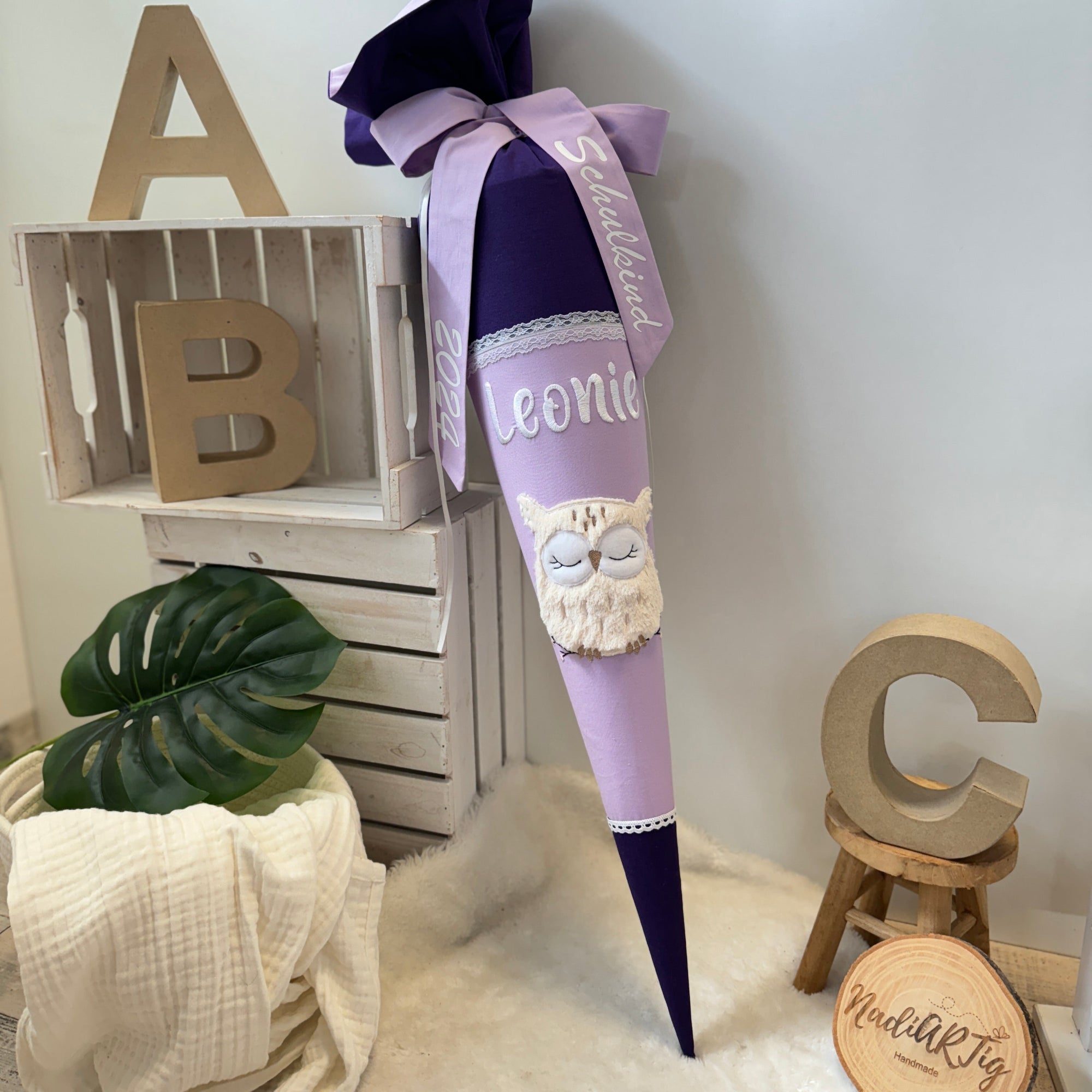 Schultüte Eule flieder lila