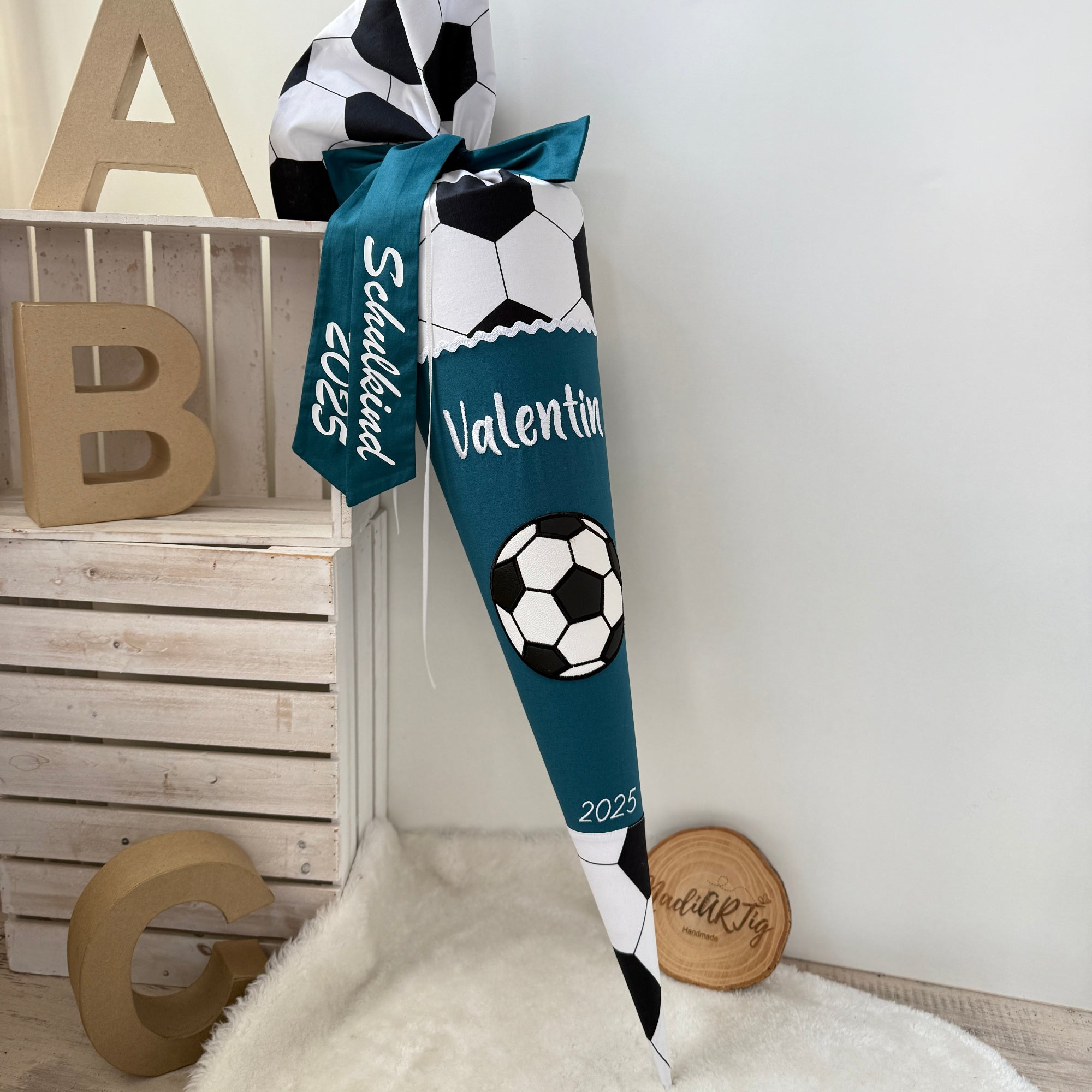 Schultüte Fußball in petrol