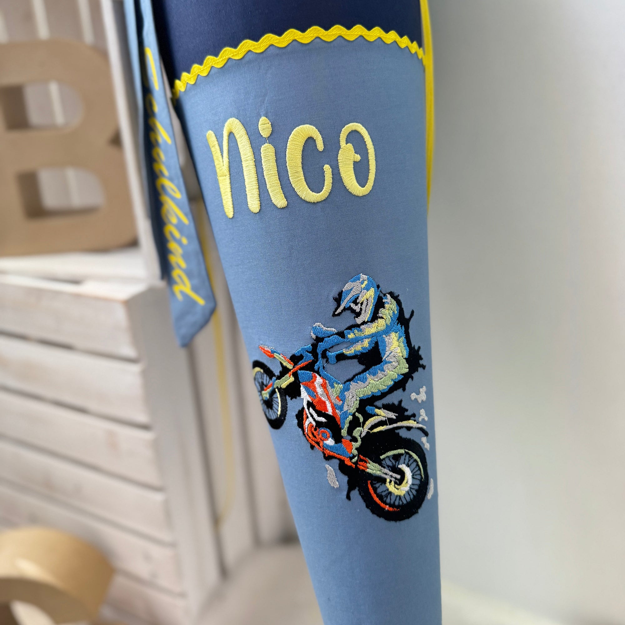 Schultüte Motocross in dunkelblau