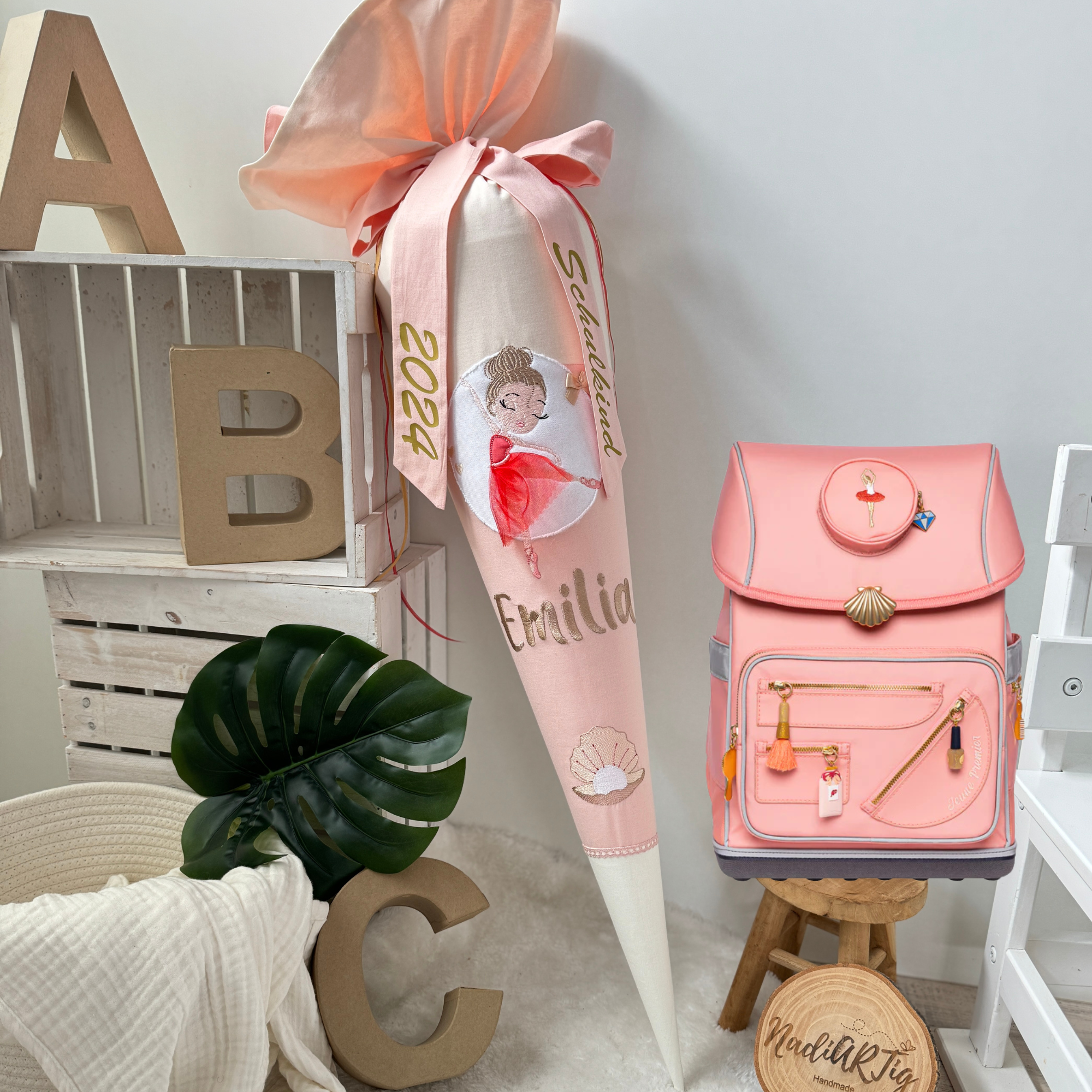 Schultüte Stoff Mädchen Fee Ballerina jeune premier Jewellery Box Pink