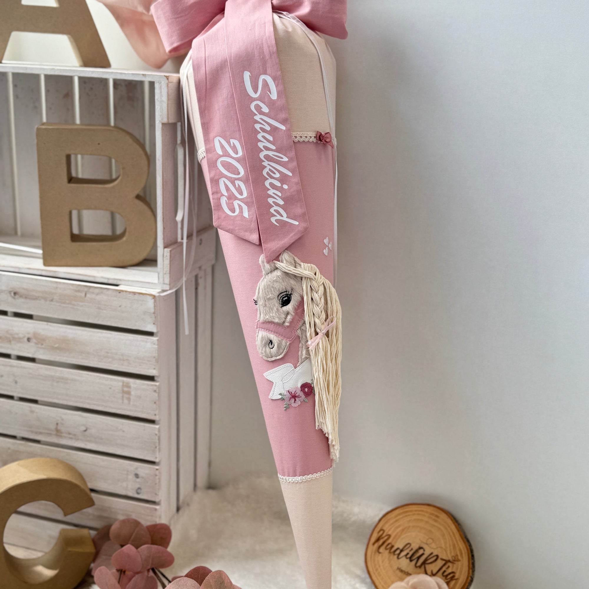 Schultuete Boho-Pony beige und puder