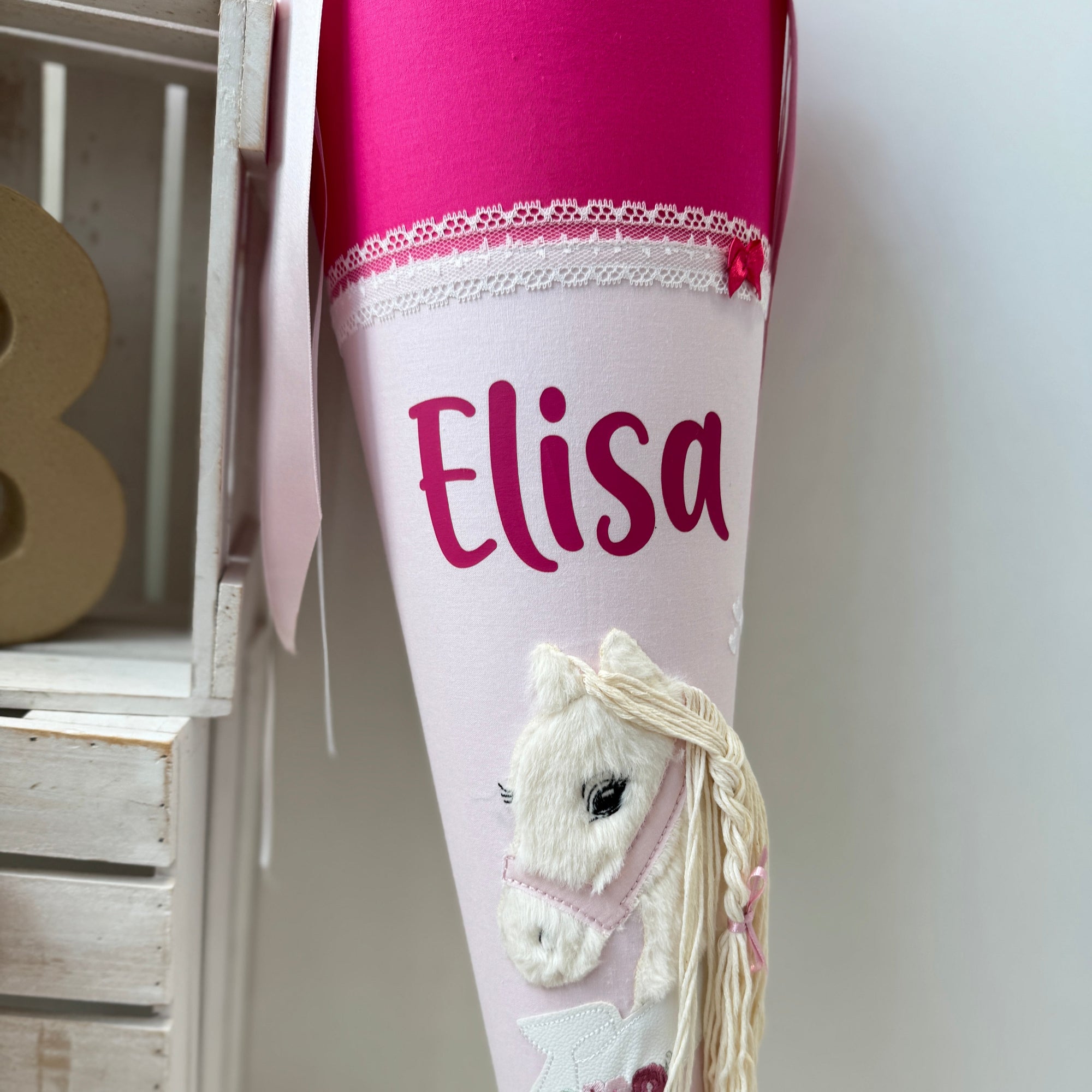 Schultuete Boho-Pony in pink-rosa