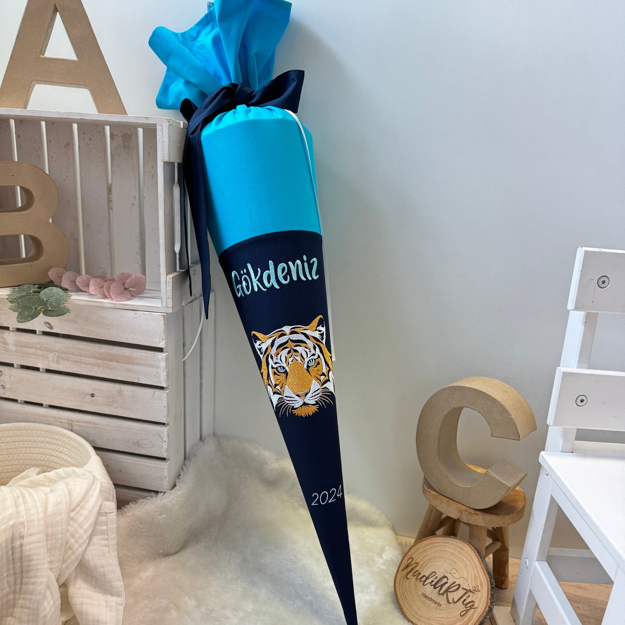 Schultuete Tger blau