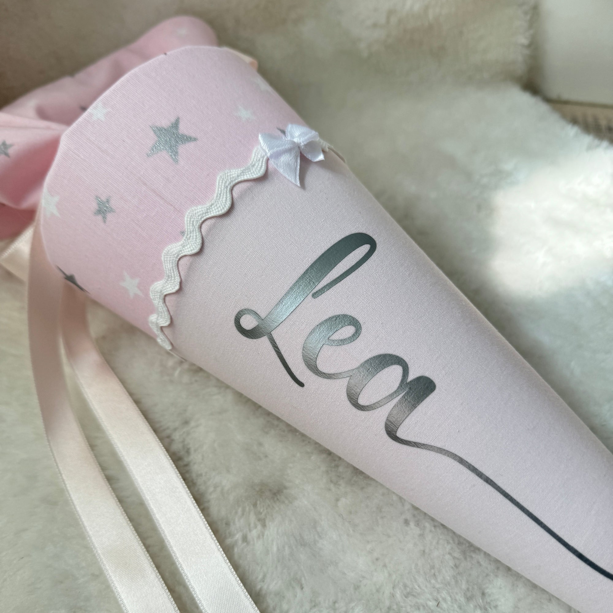 Schultuete mit Name Sternchen silber