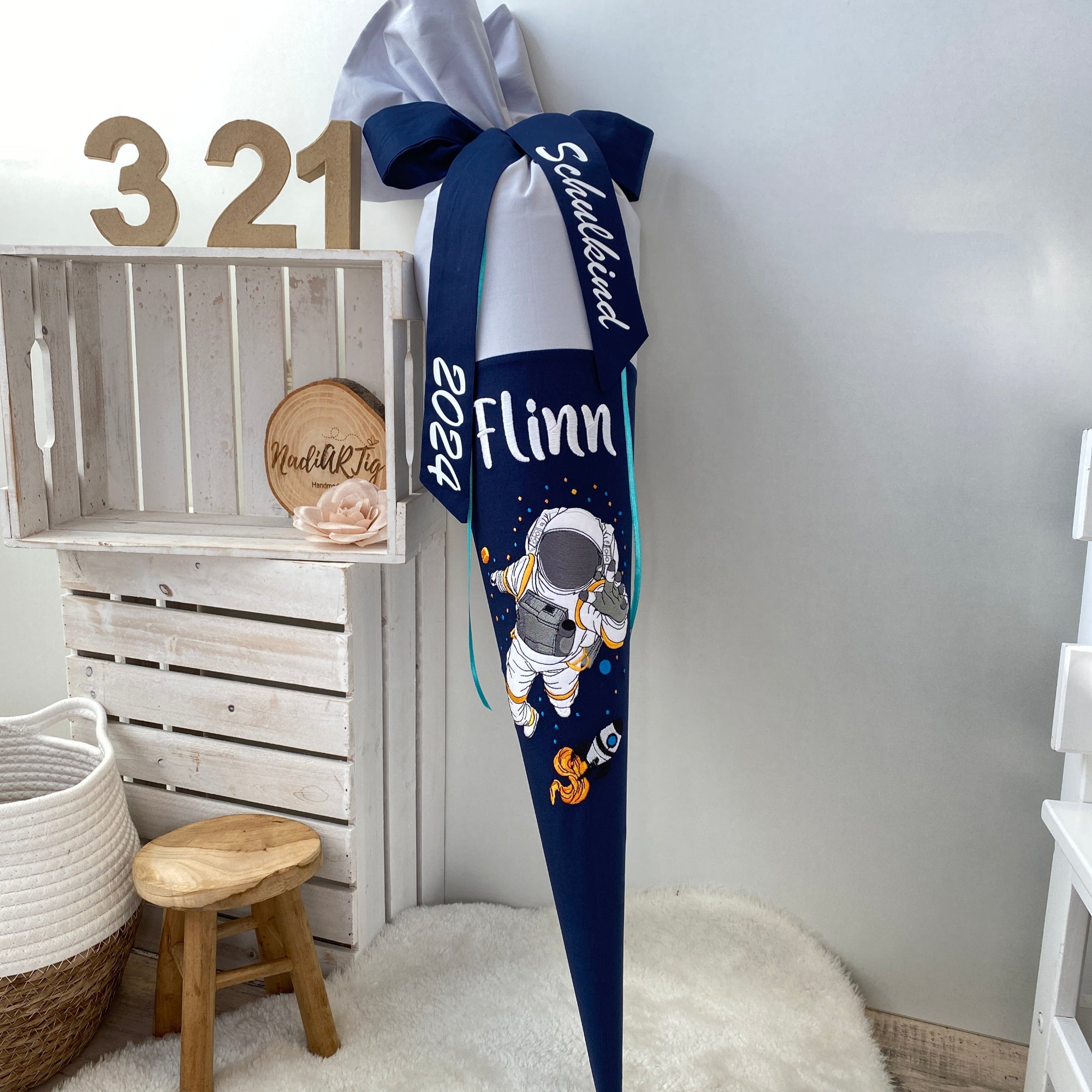 Schultute Astronaut grau dunkelblau