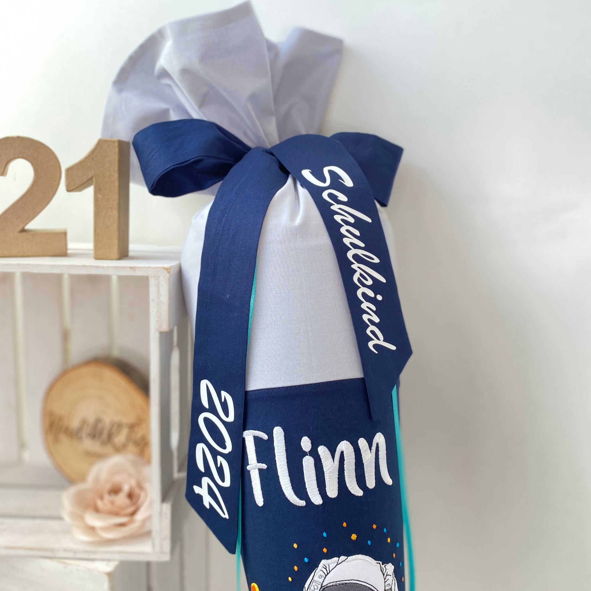 Schultute Astronaut grau dunkelblau