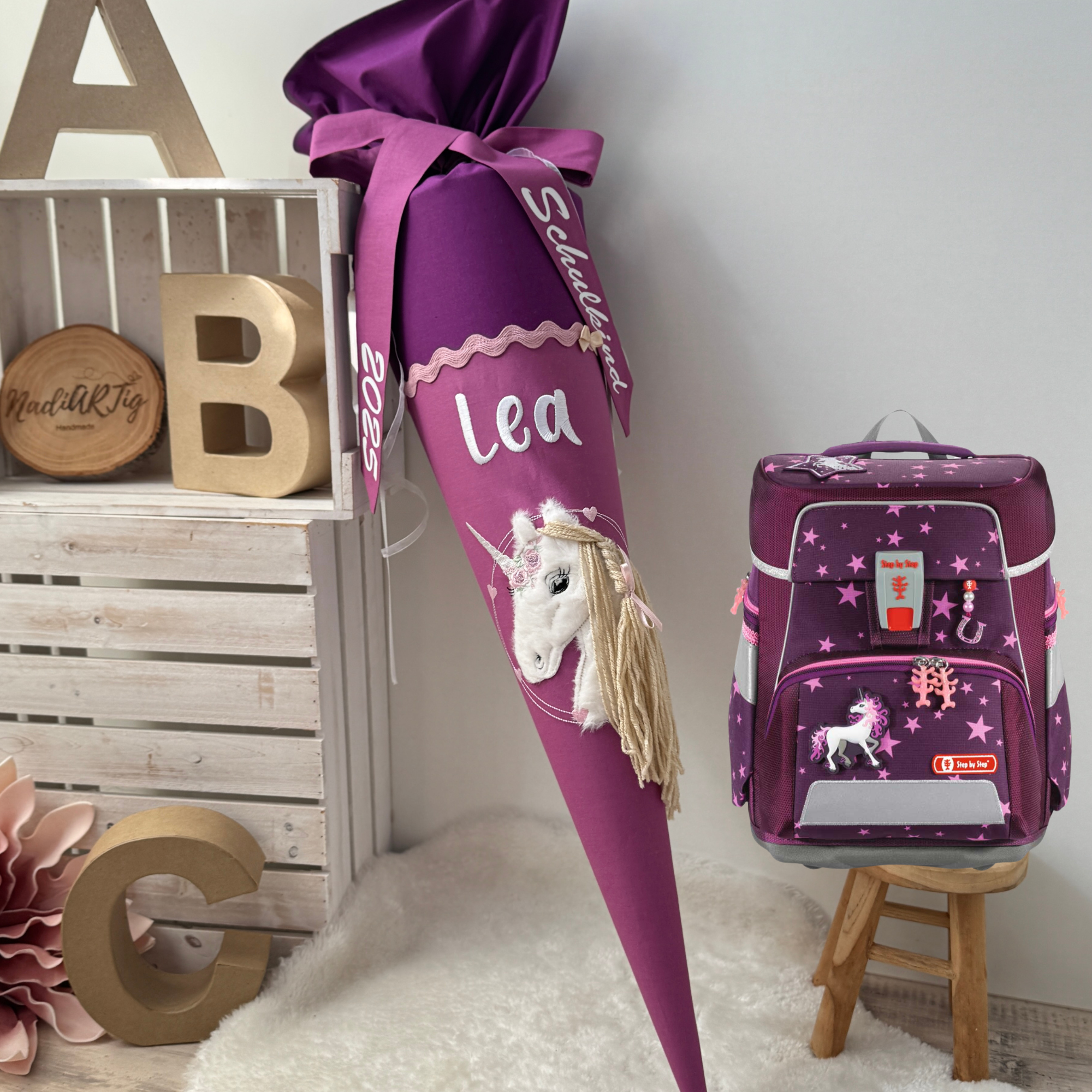 Schultute Einhorn mit goldener glitzer Mahne