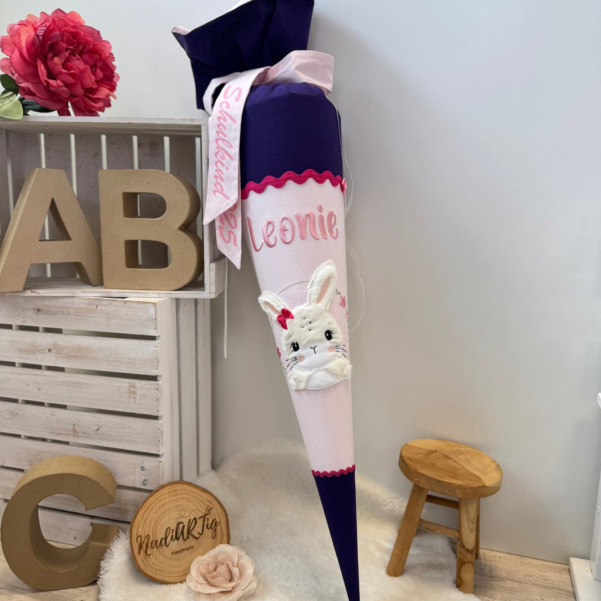 Schultute Hase in lila rosa pink