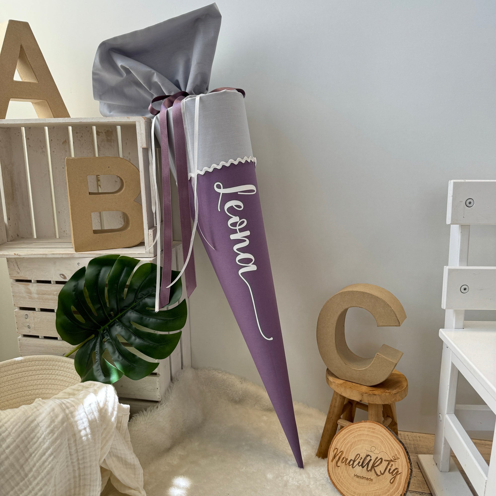 Schultute Klassik in grau staublavendel