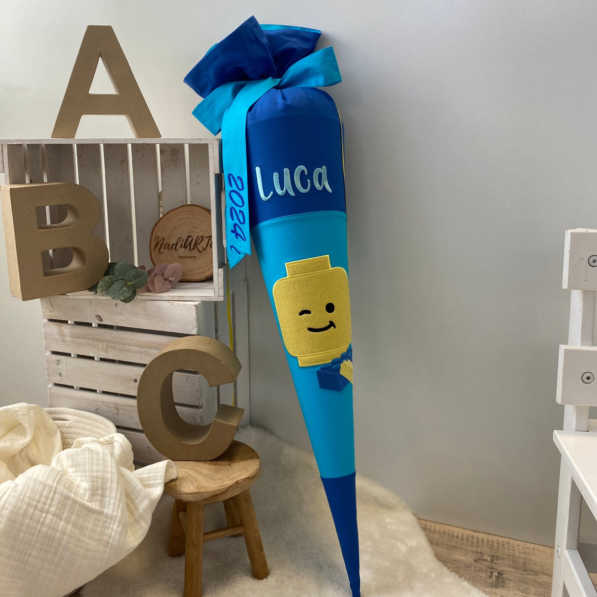 Schultüte Bausteine blau türkis