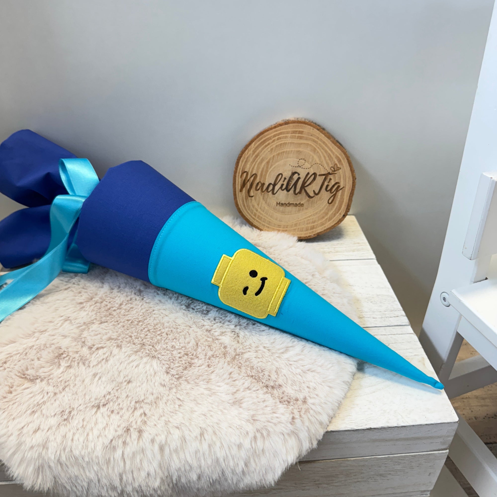 Schultute Lego Bausteine blau turkis