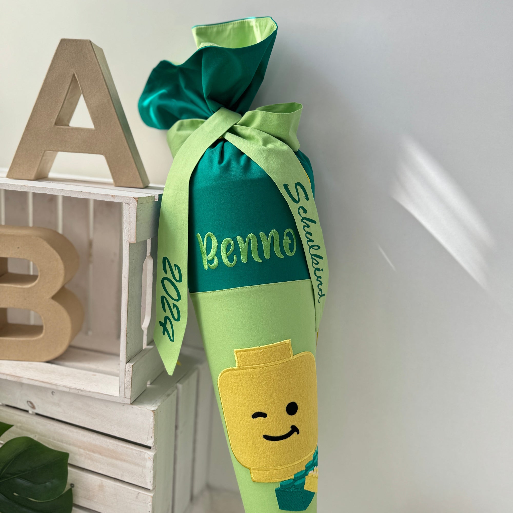 Schultute LEgo Bausteine grun gelb