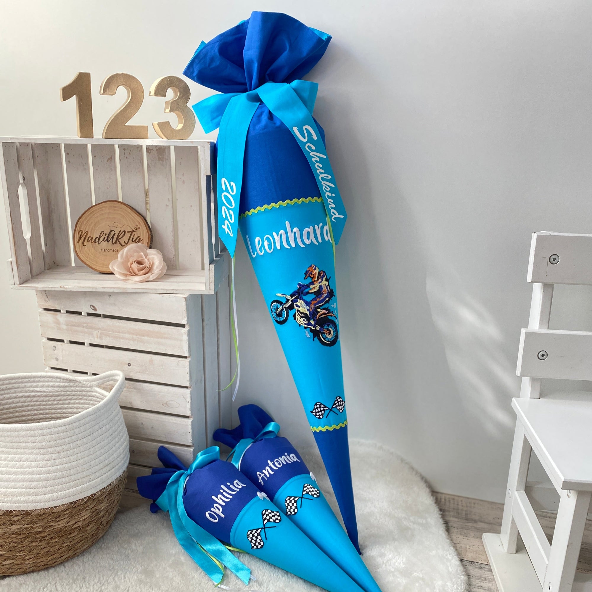 Schultute Motocross roaylblau turkis