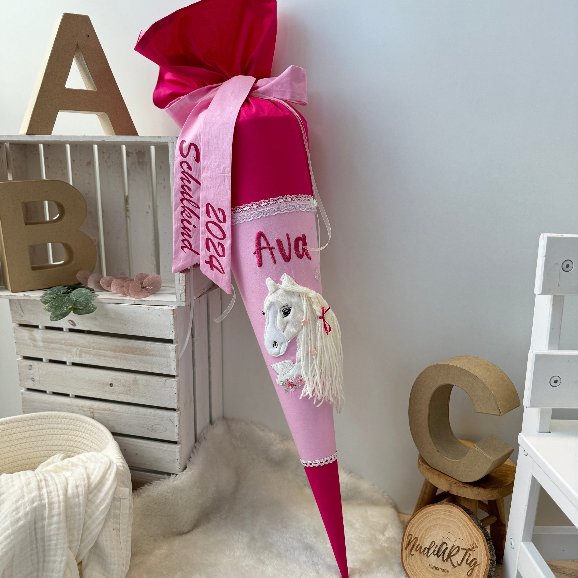 Schultute Pink rosa Pferd mit glitzer Mahne