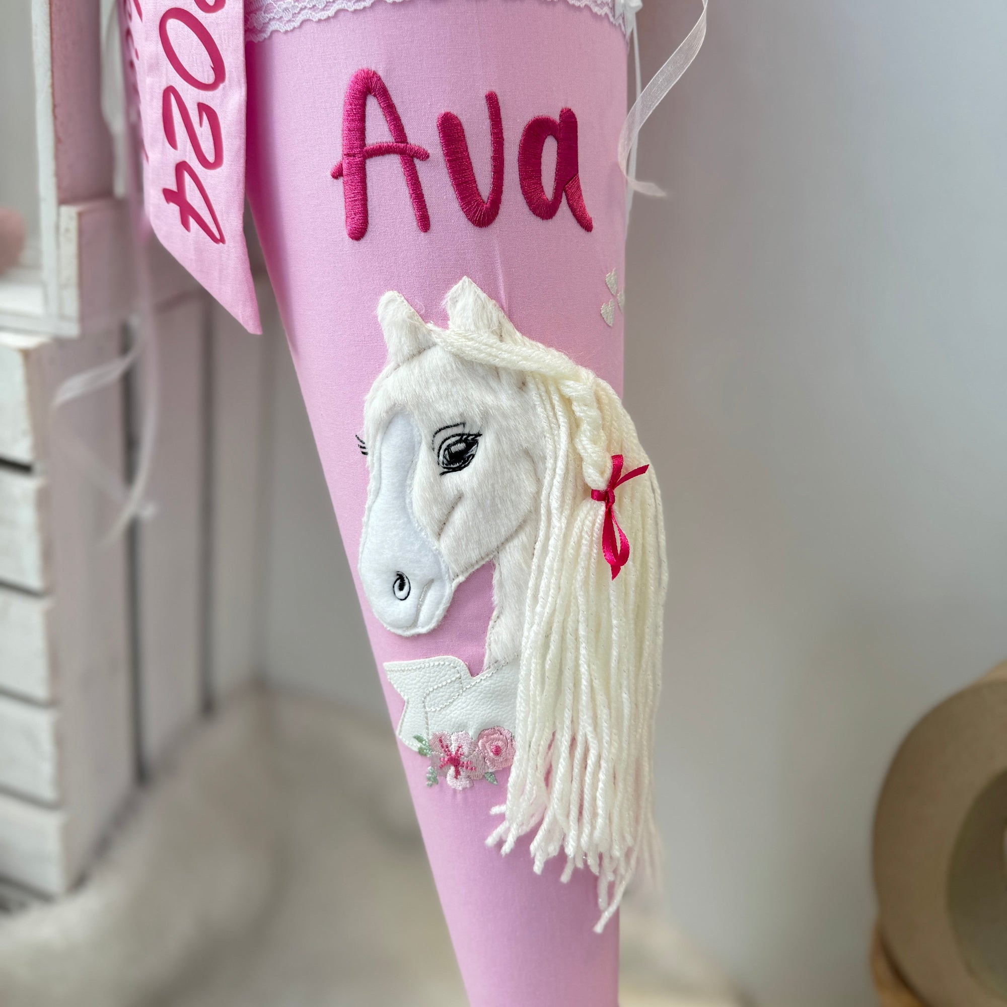 Schultute Pink rosa Pferd mit glitzer Mahne