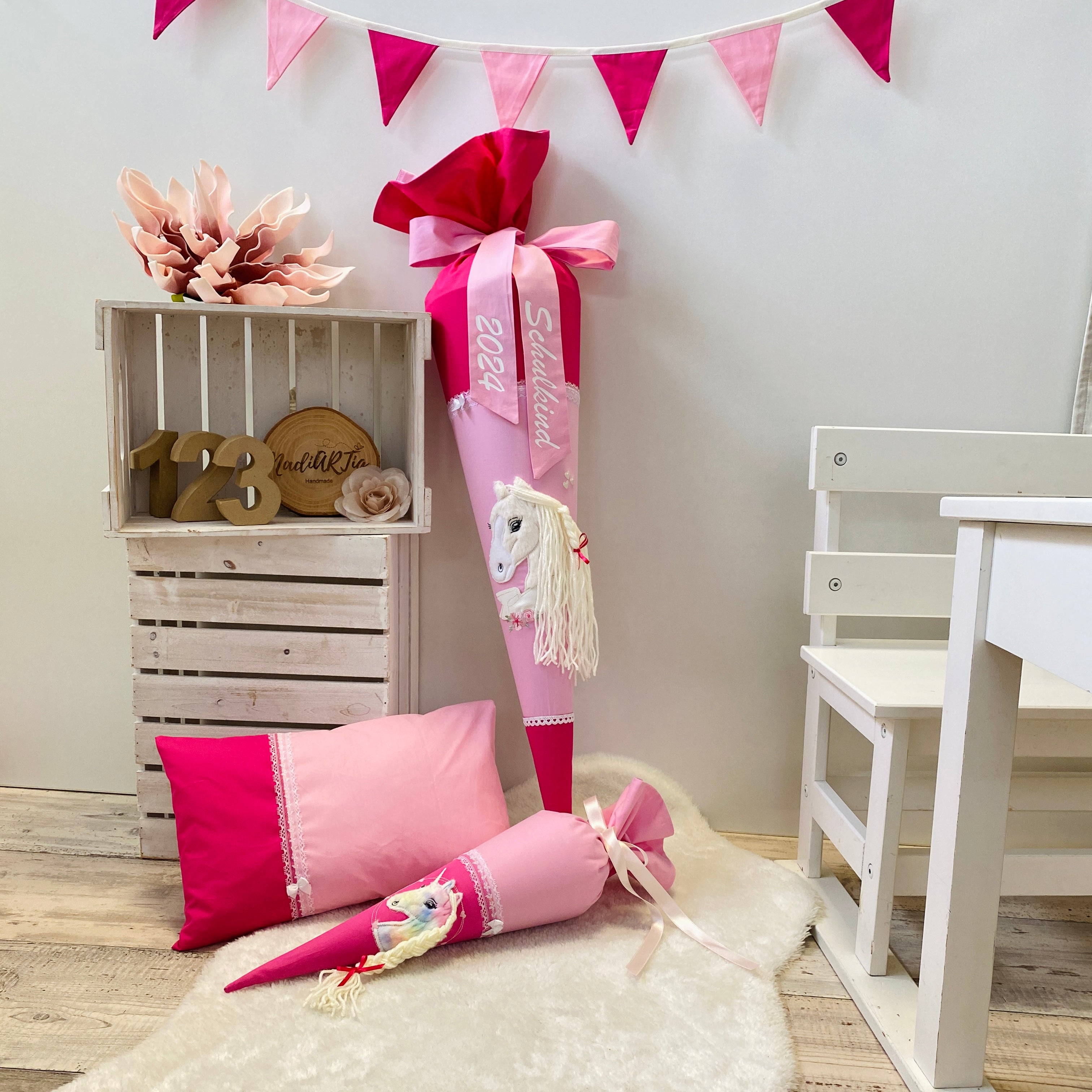 Schultute Pink rosa Pferd mit glitzer Mahne