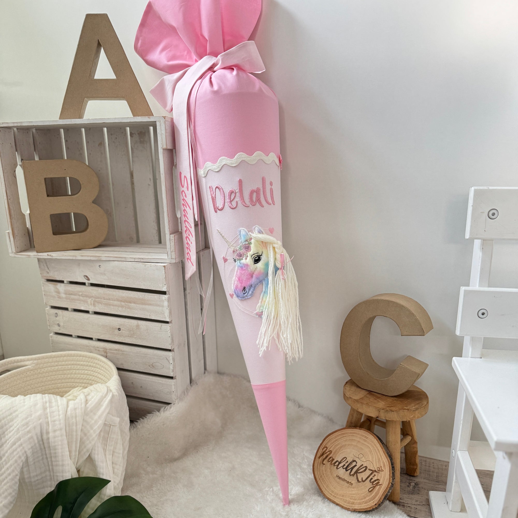 Schultute buntes Einhorn mit glitzer Mahne