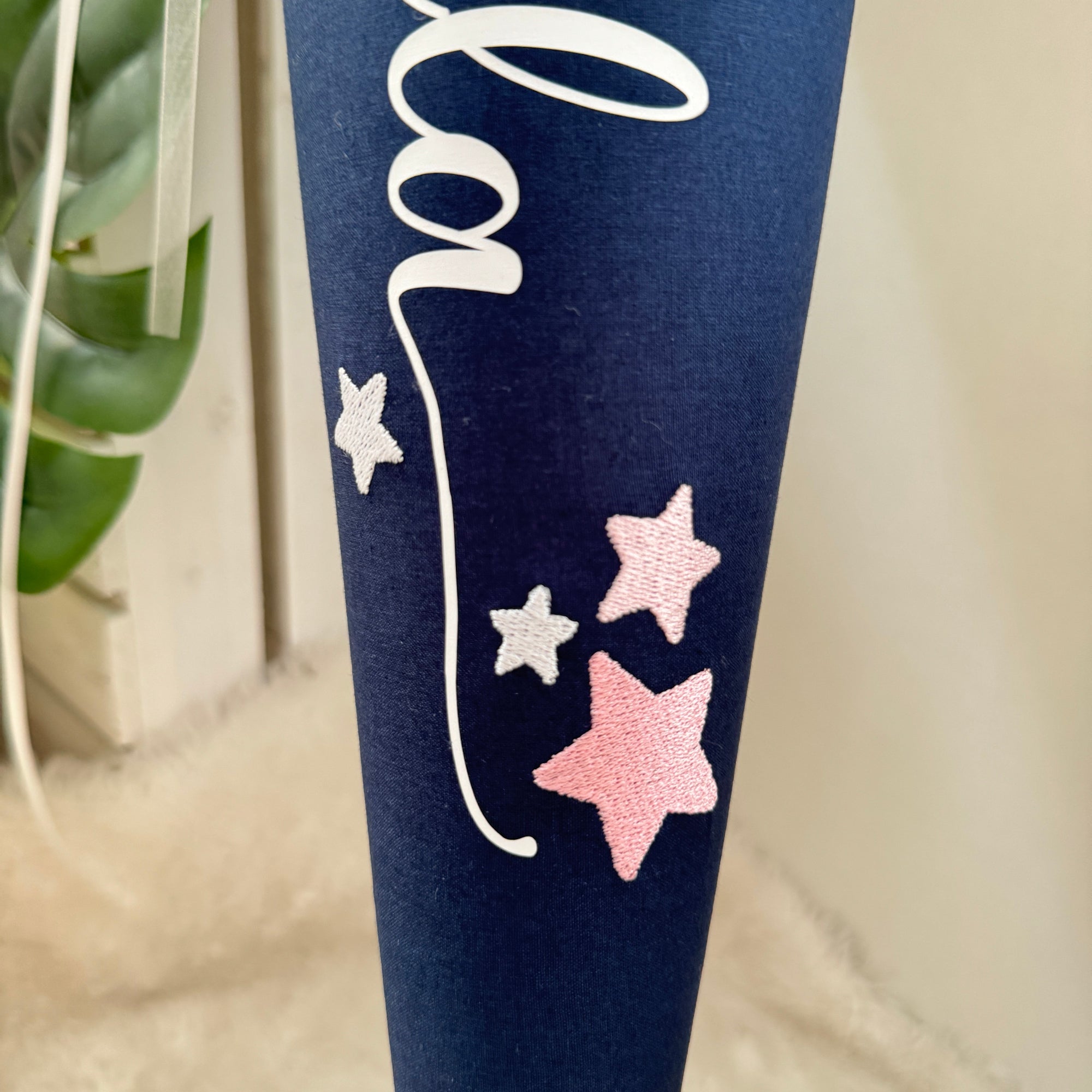 Schultute dunkelblau rosa sterne