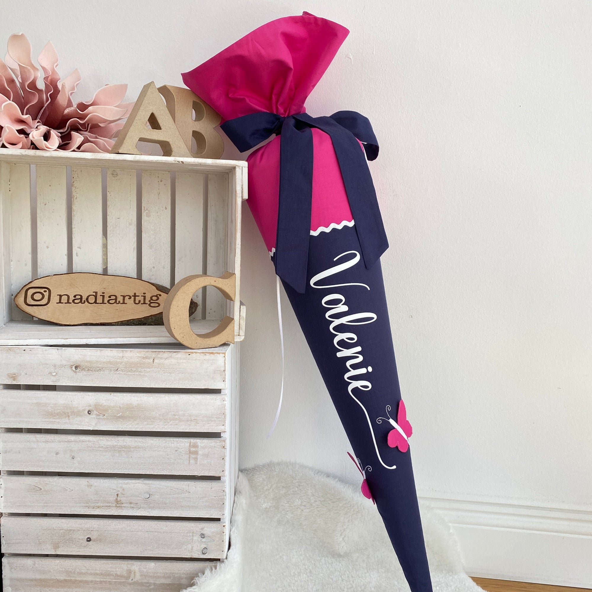 Schultute klassik in pink dunkelblau