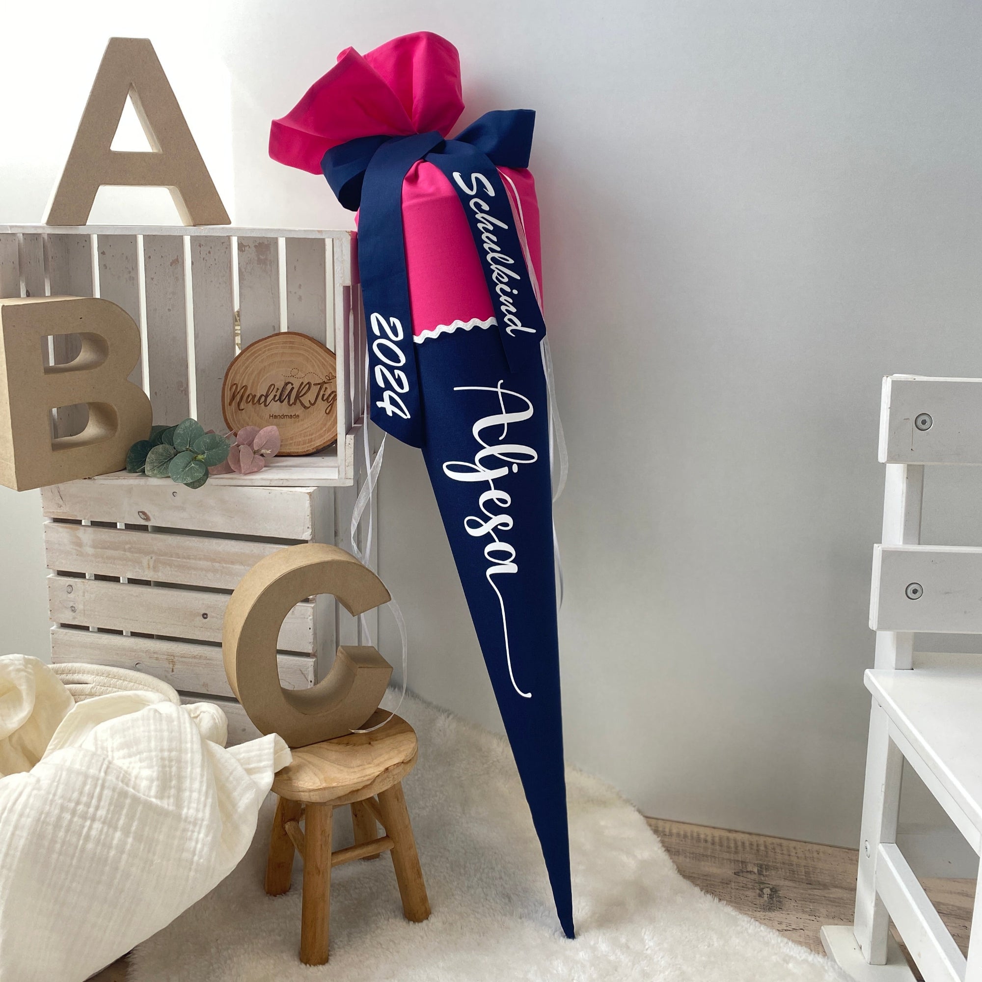 Schultute klassik in pink dunkelblau