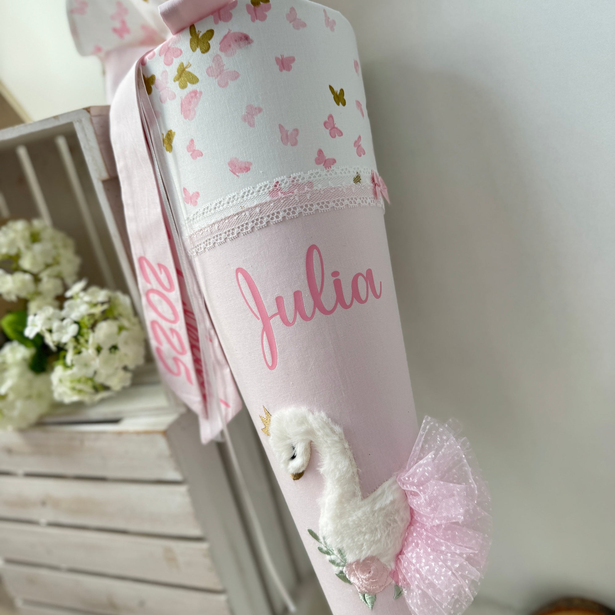 Zuckertüte Schwan in zartem rosé