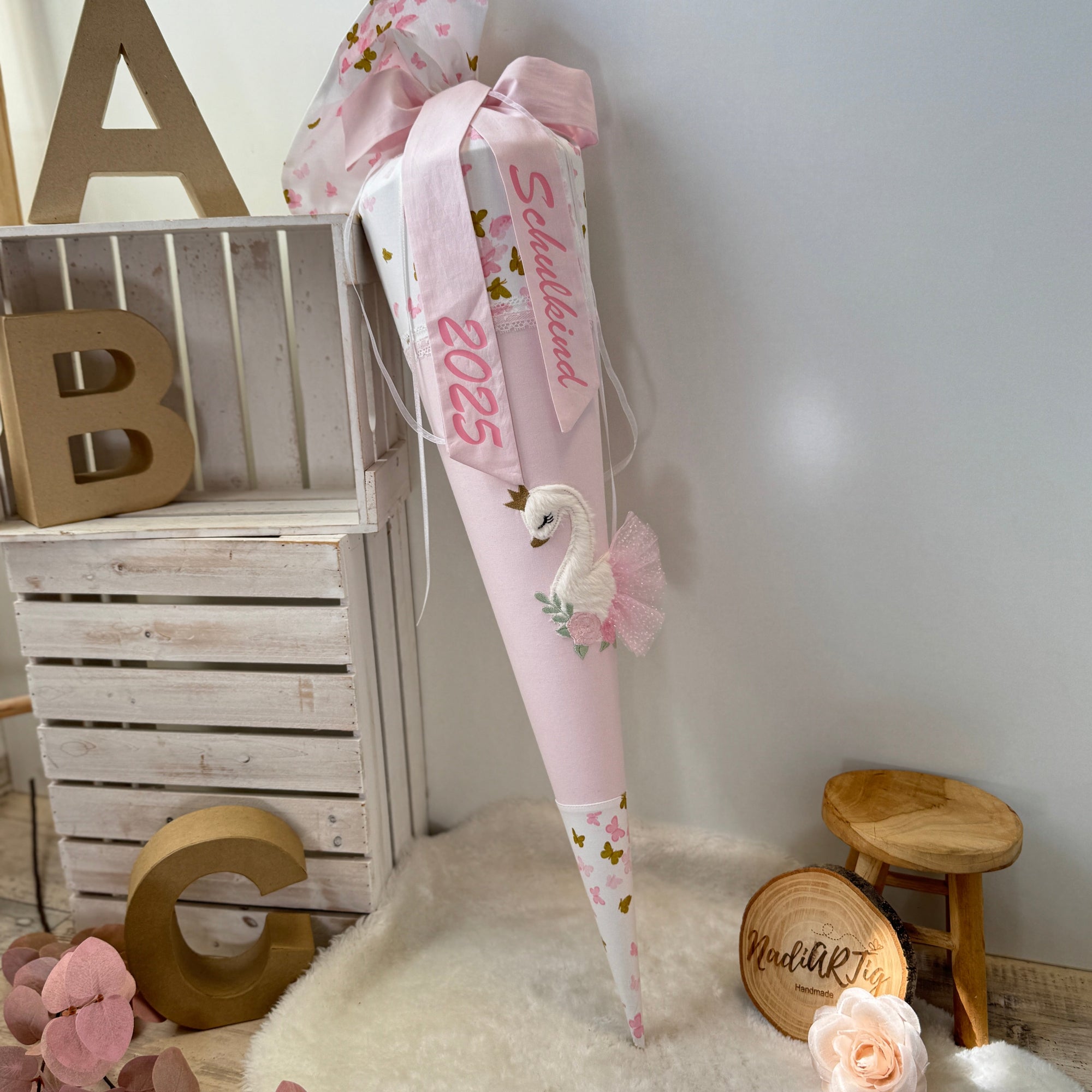 Zuckertute Schwan in zartem rosa