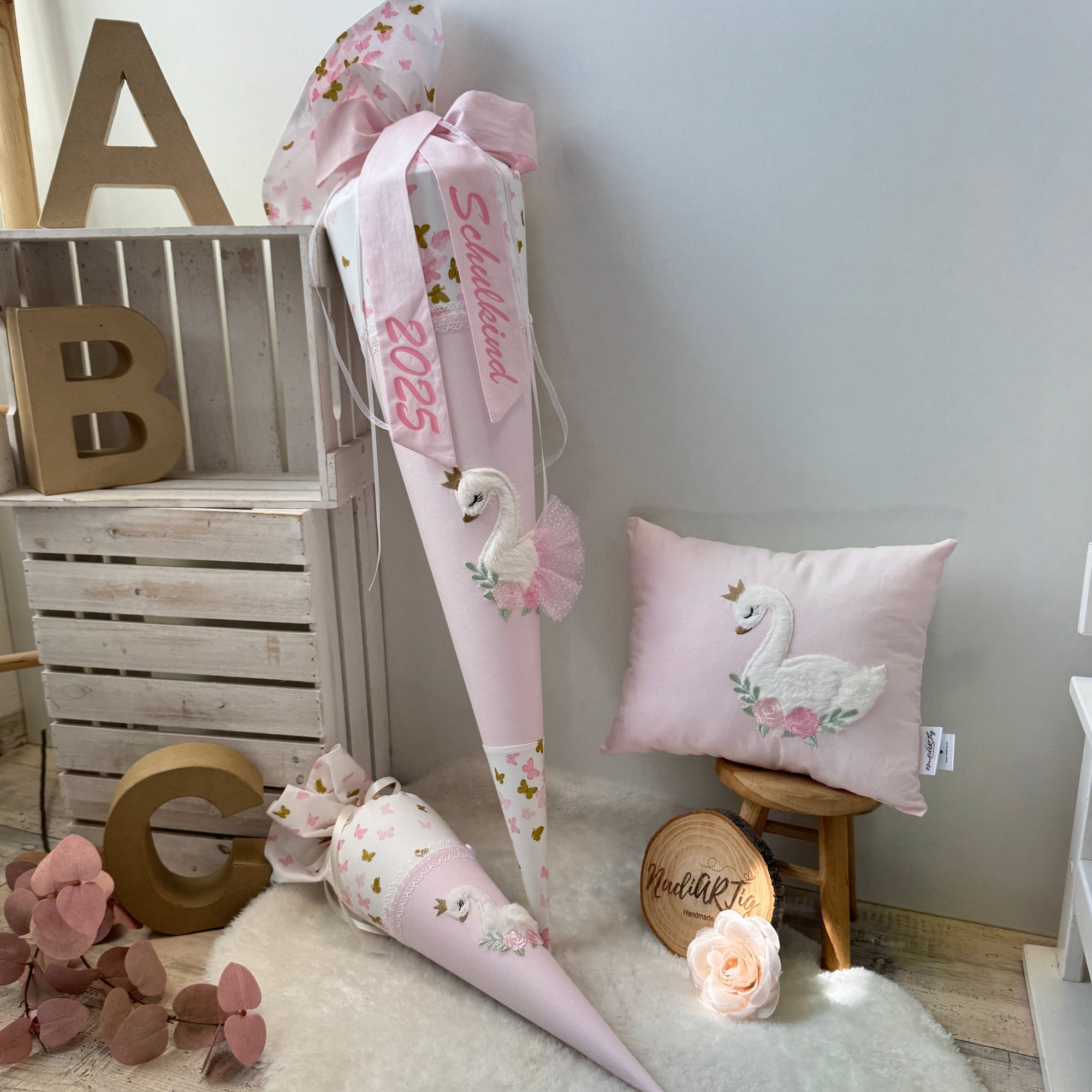 Zuckertute Schwan in zartem rosa