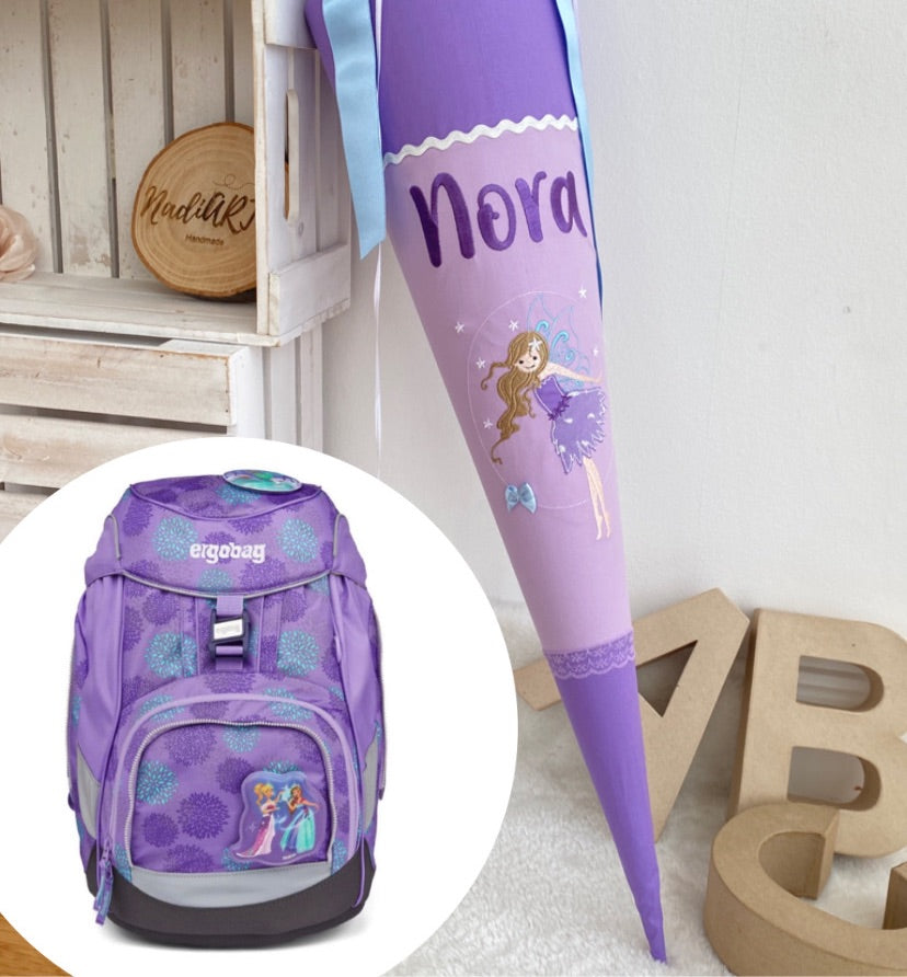 Schultüte kleine Fee in lila/flieder