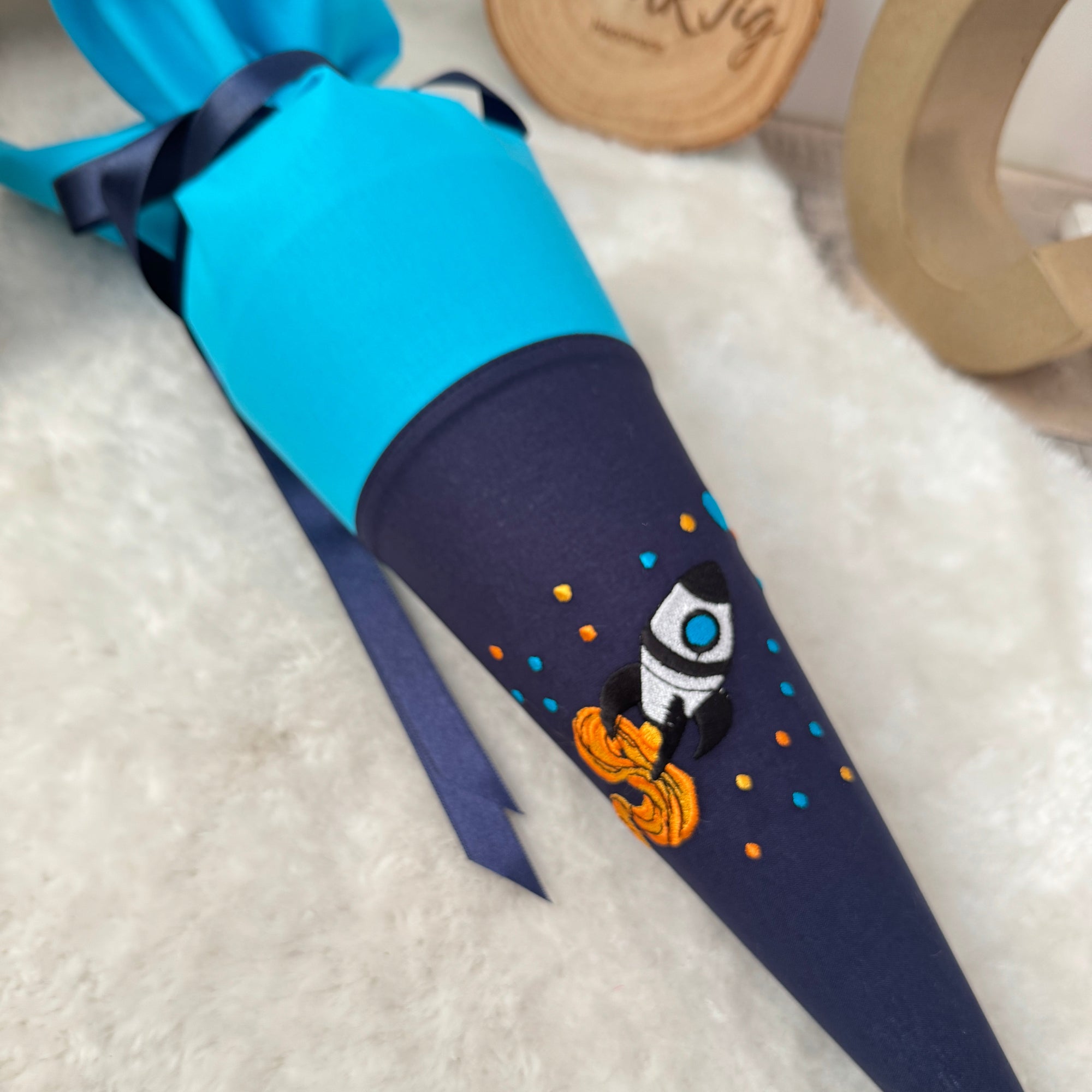 kleine Schultute Rakete Astronaut türkis dunkelblau