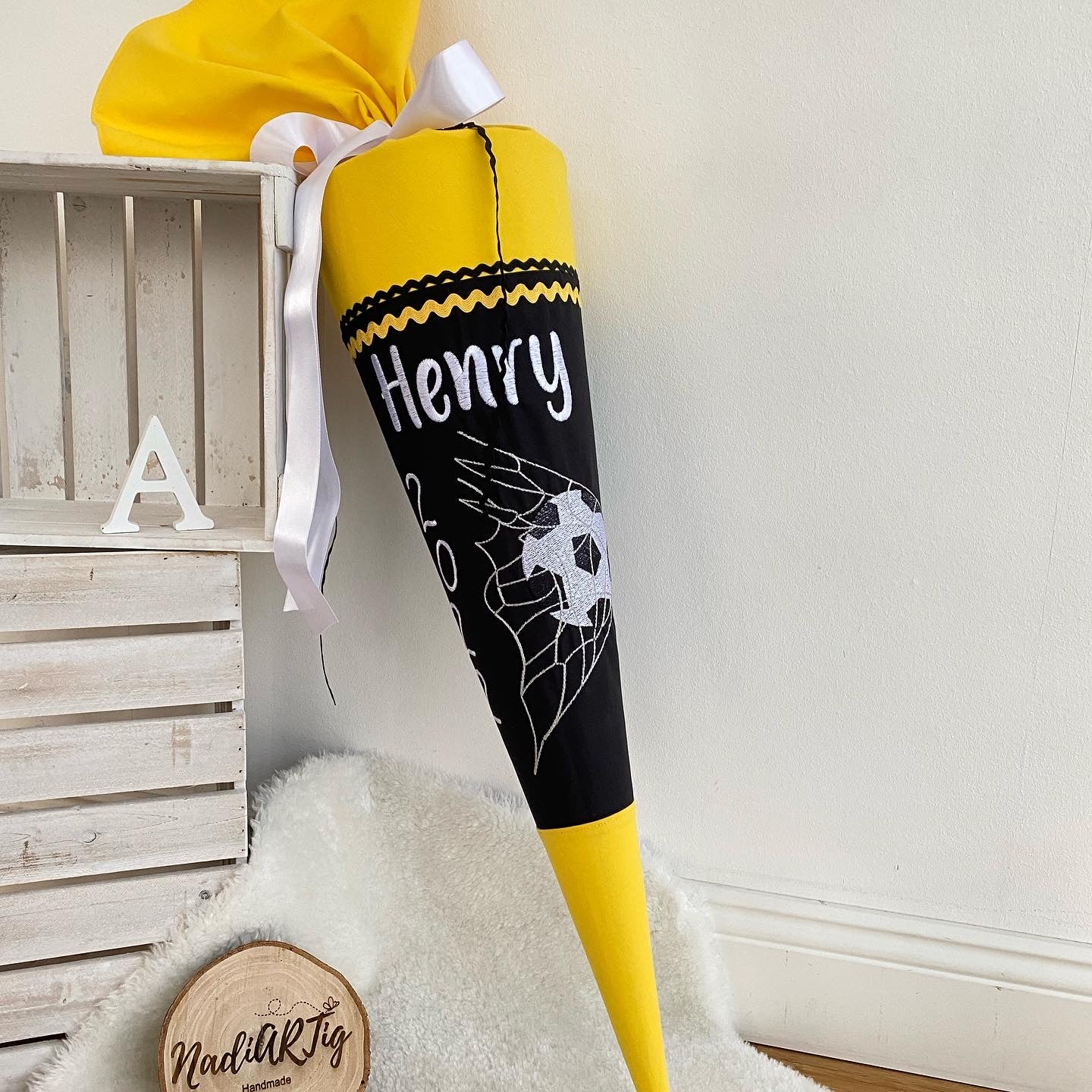 Schultüte Fußballnetz in gelb/schwarz - Dortmund Fan