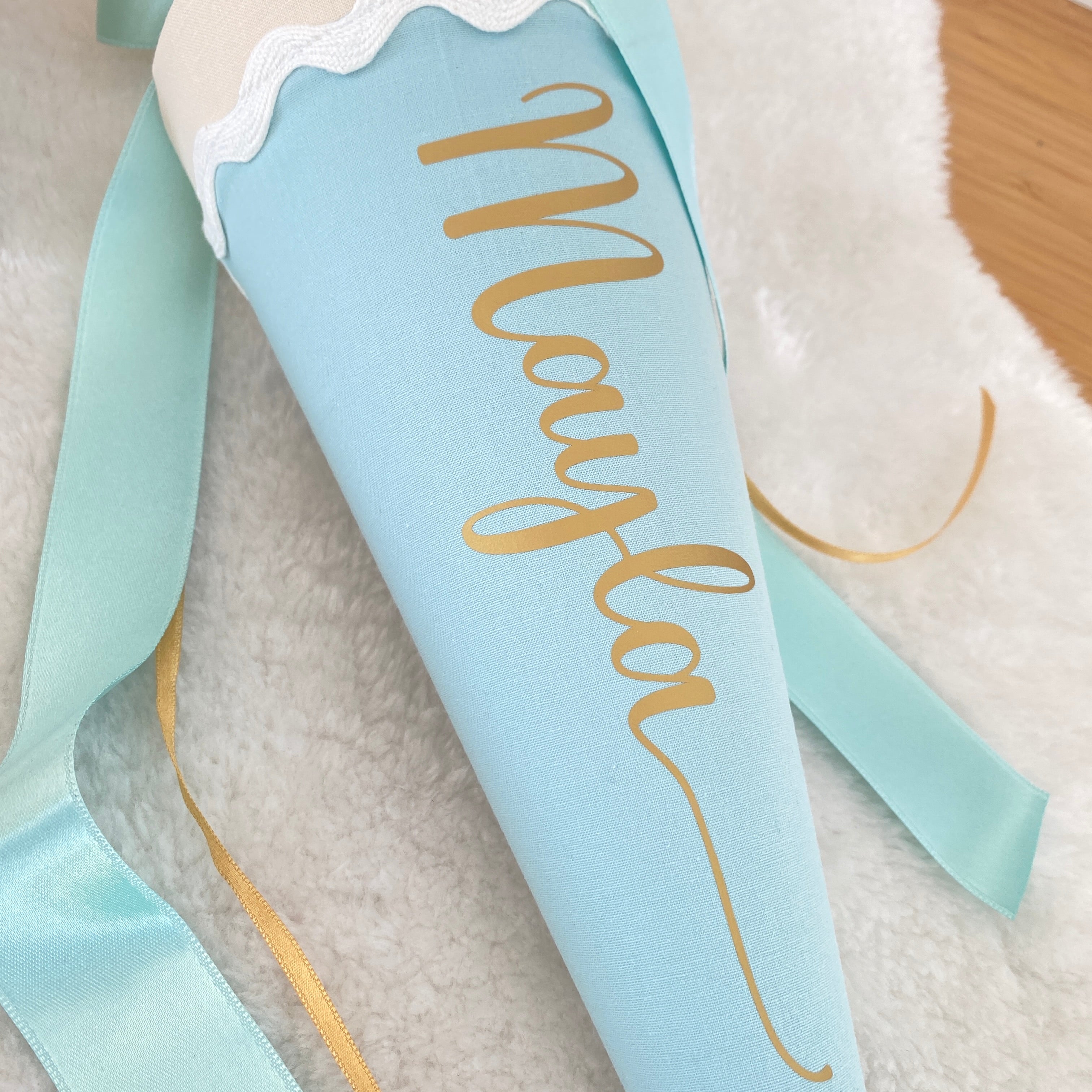 Geschwister-Schultüte in mint/beige/gold