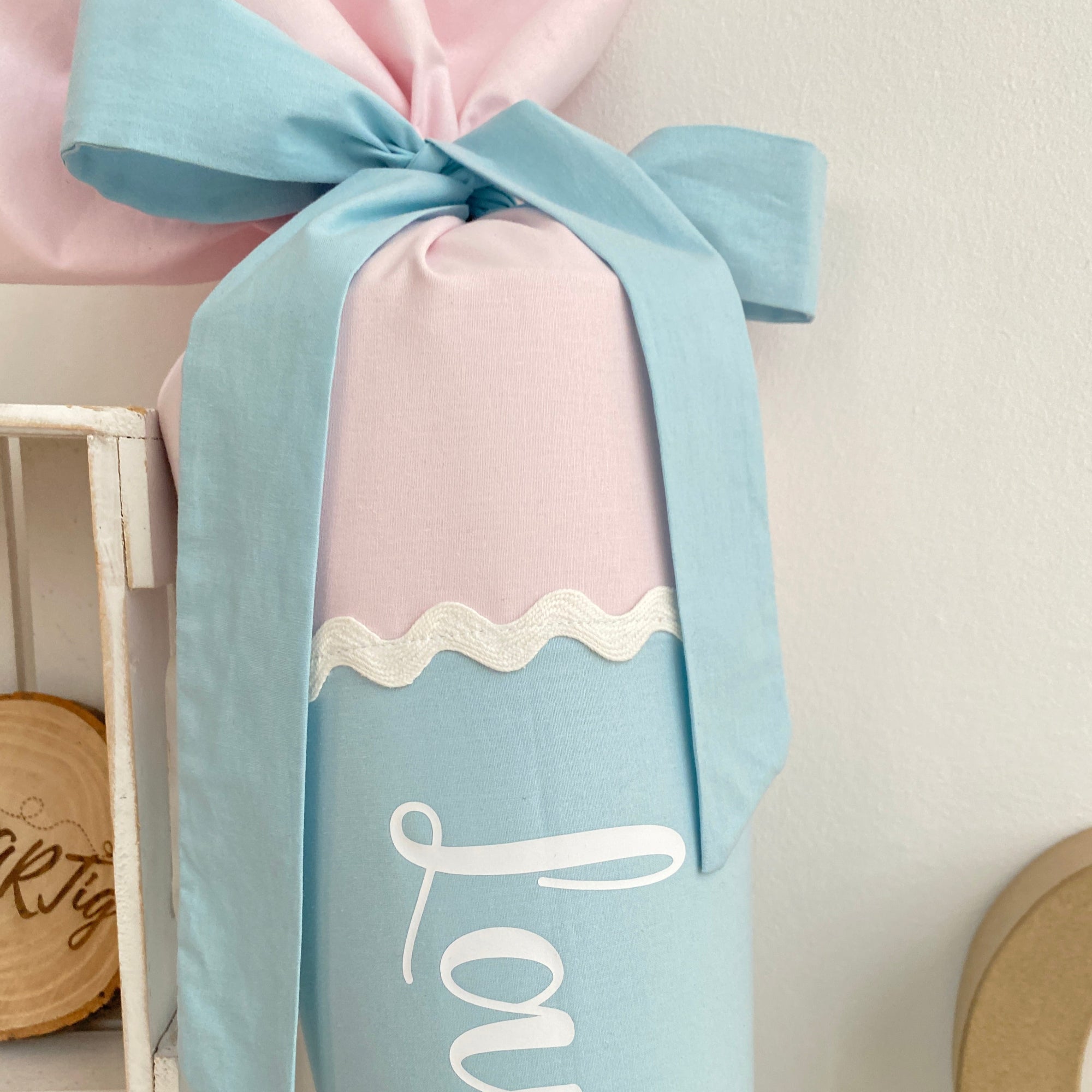 Schultüte Klassik in rosé und hellblau (Schmetterlinge)