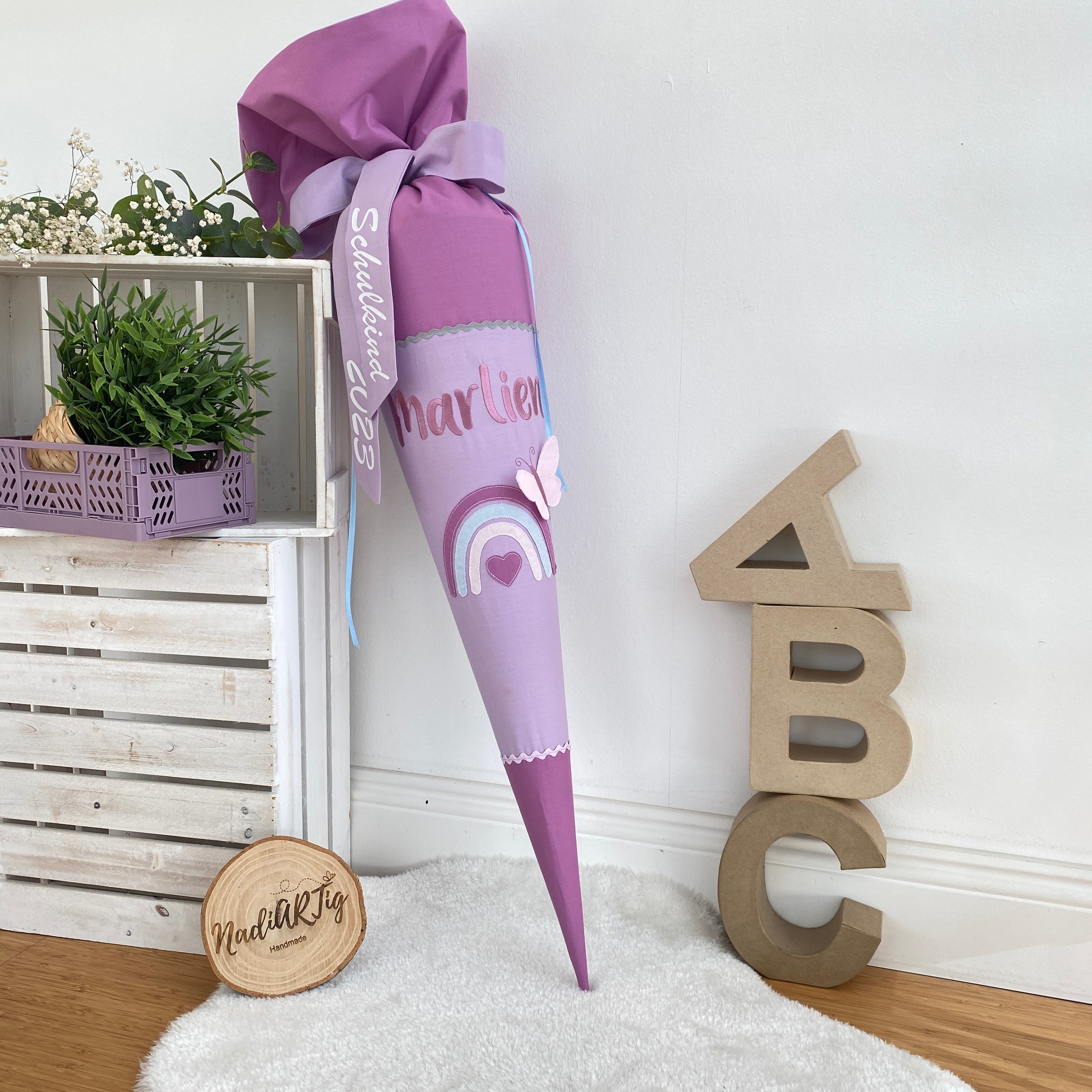 Schultüte mit Regenbogen & Schmetterling | LÄSSIG Speckles purple