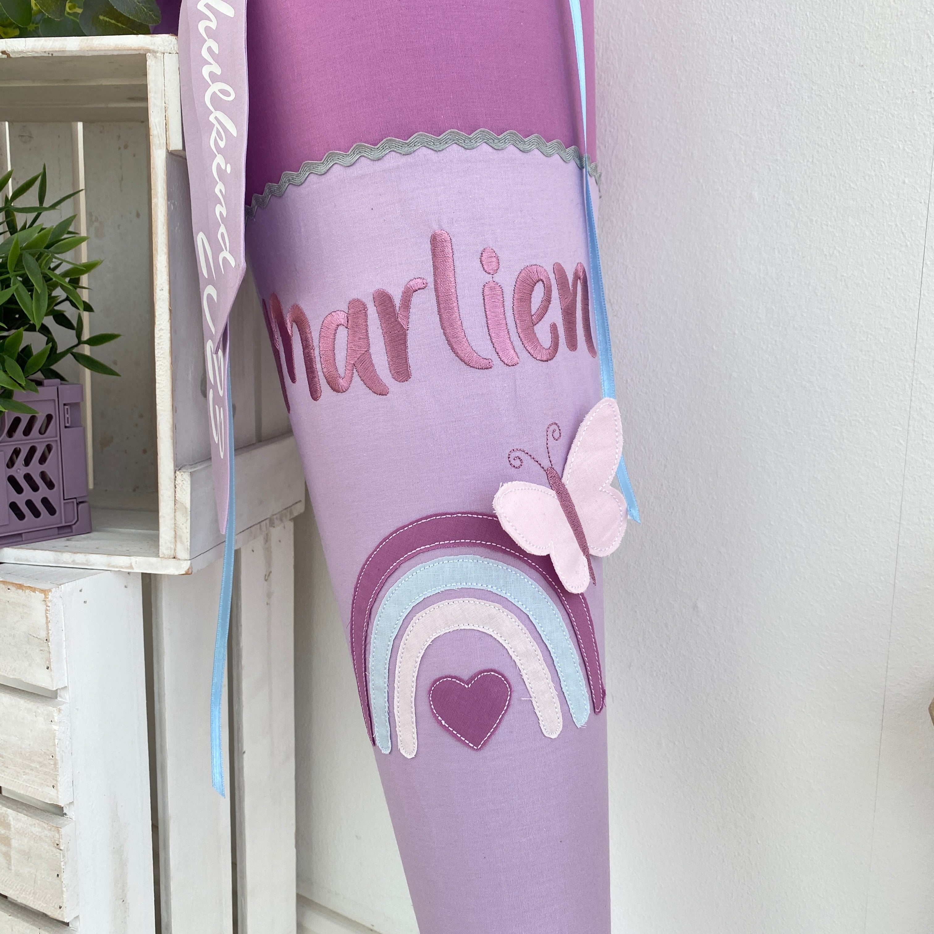 Schultüte mit Regenbogen & Schmetterling | LÄSSIG Speckles purple