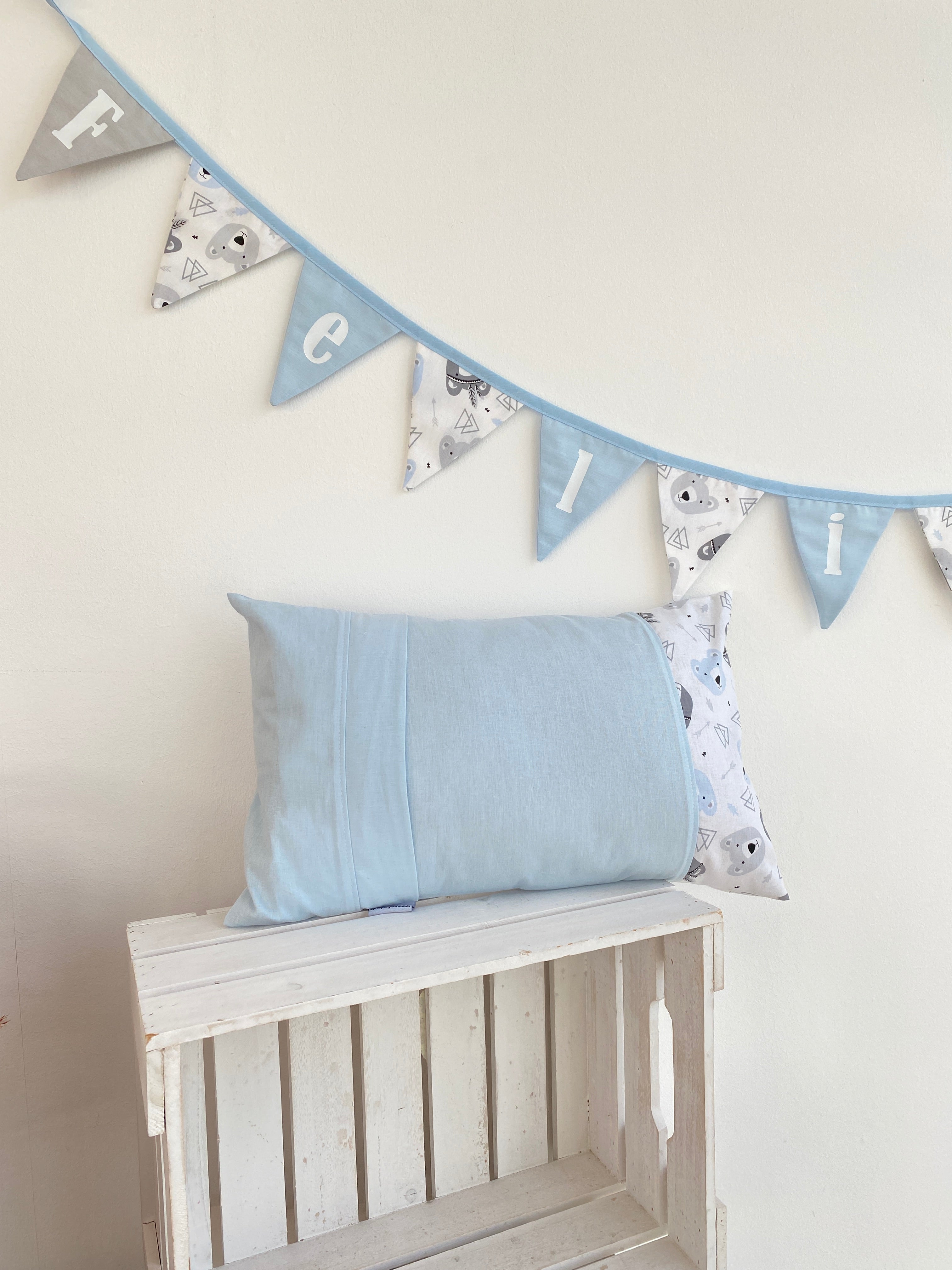 Geburtskissen Namenskissen Junge Bär nadiARtig Handmade Kissen mit Name