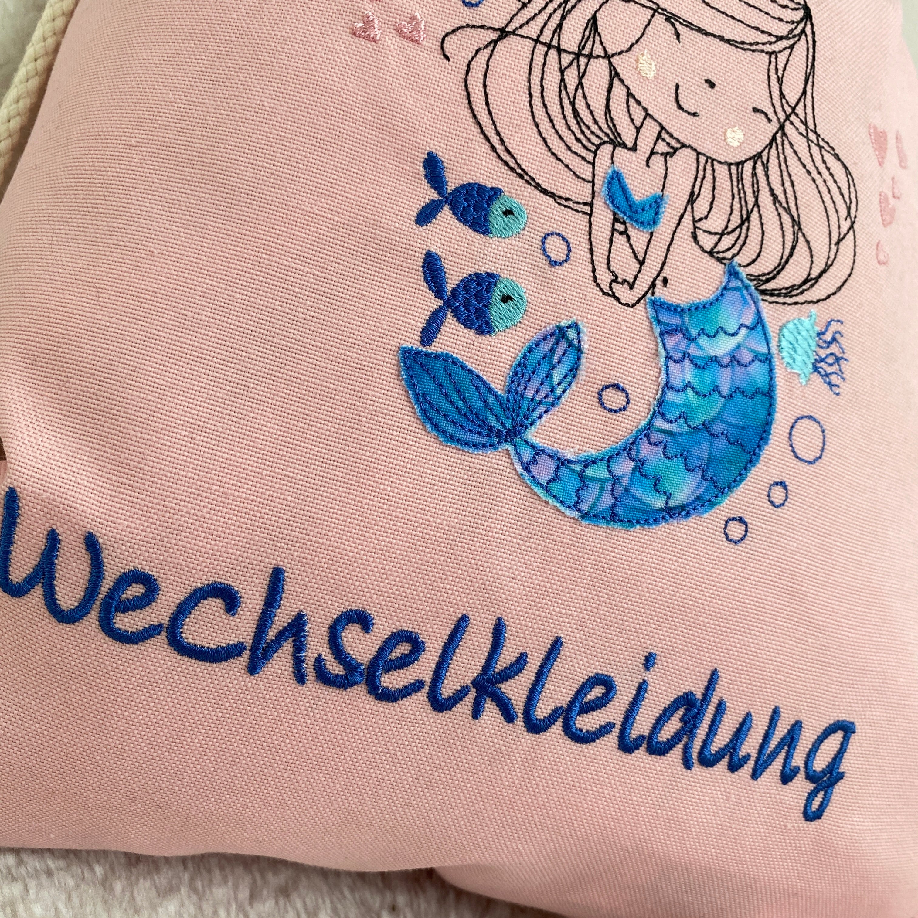 Kindergartenbeutel für Wechselwäsche, Motiv Meerjungfrau (wasserabweisend)