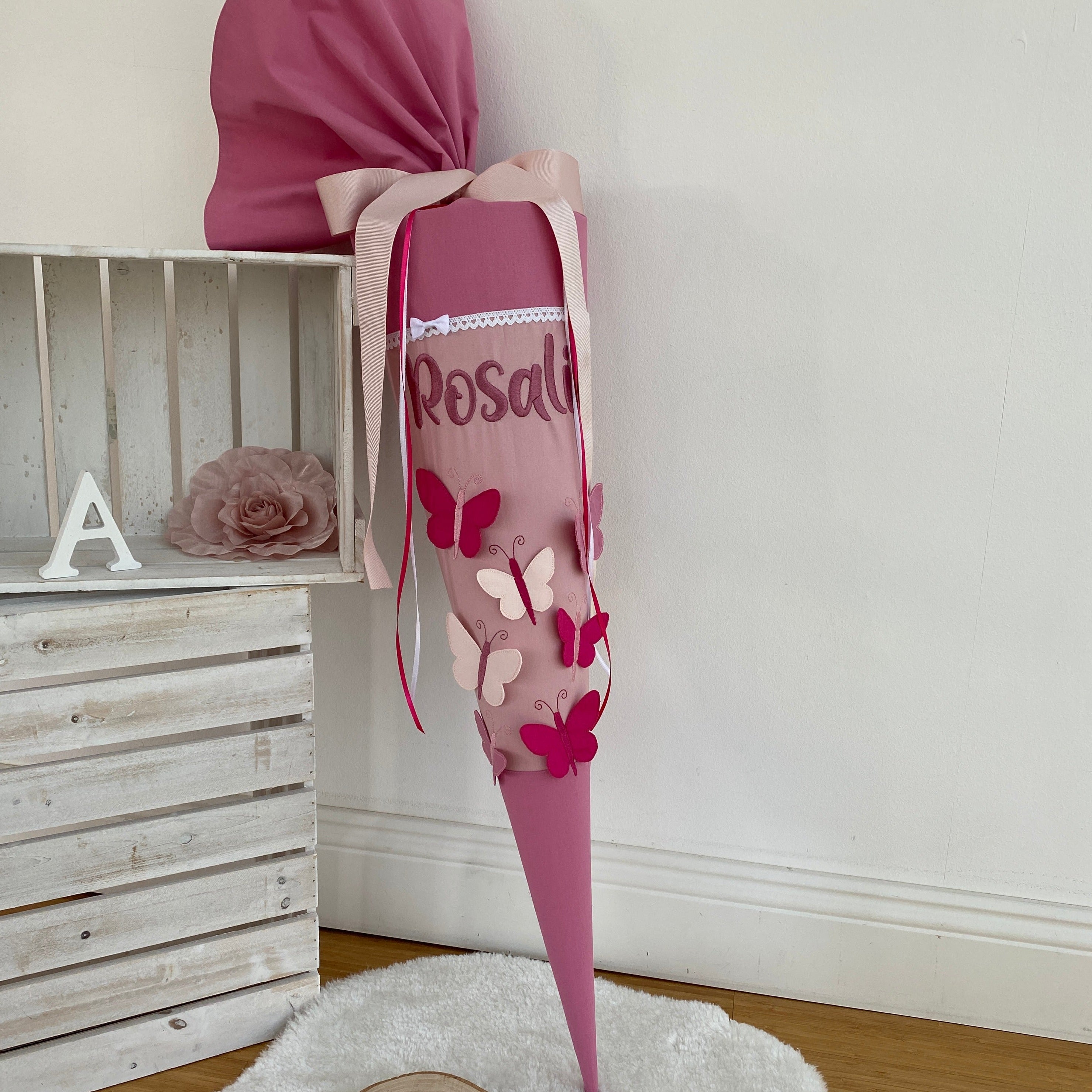Schmetterling Schultüte pastell rosa beere altrosa Ergobag