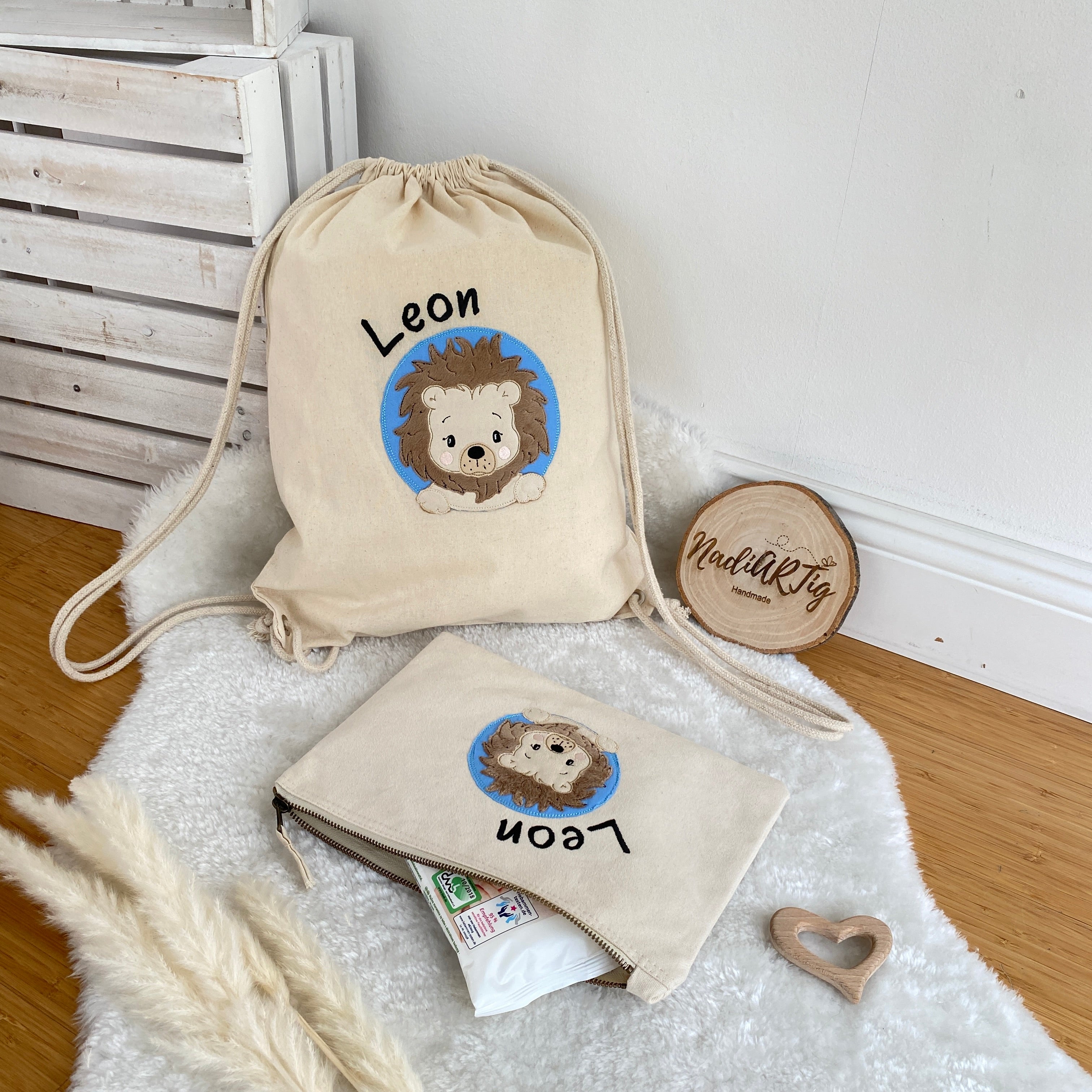 Kindergartenbeutel / kleine Wickeltasche LÖWE