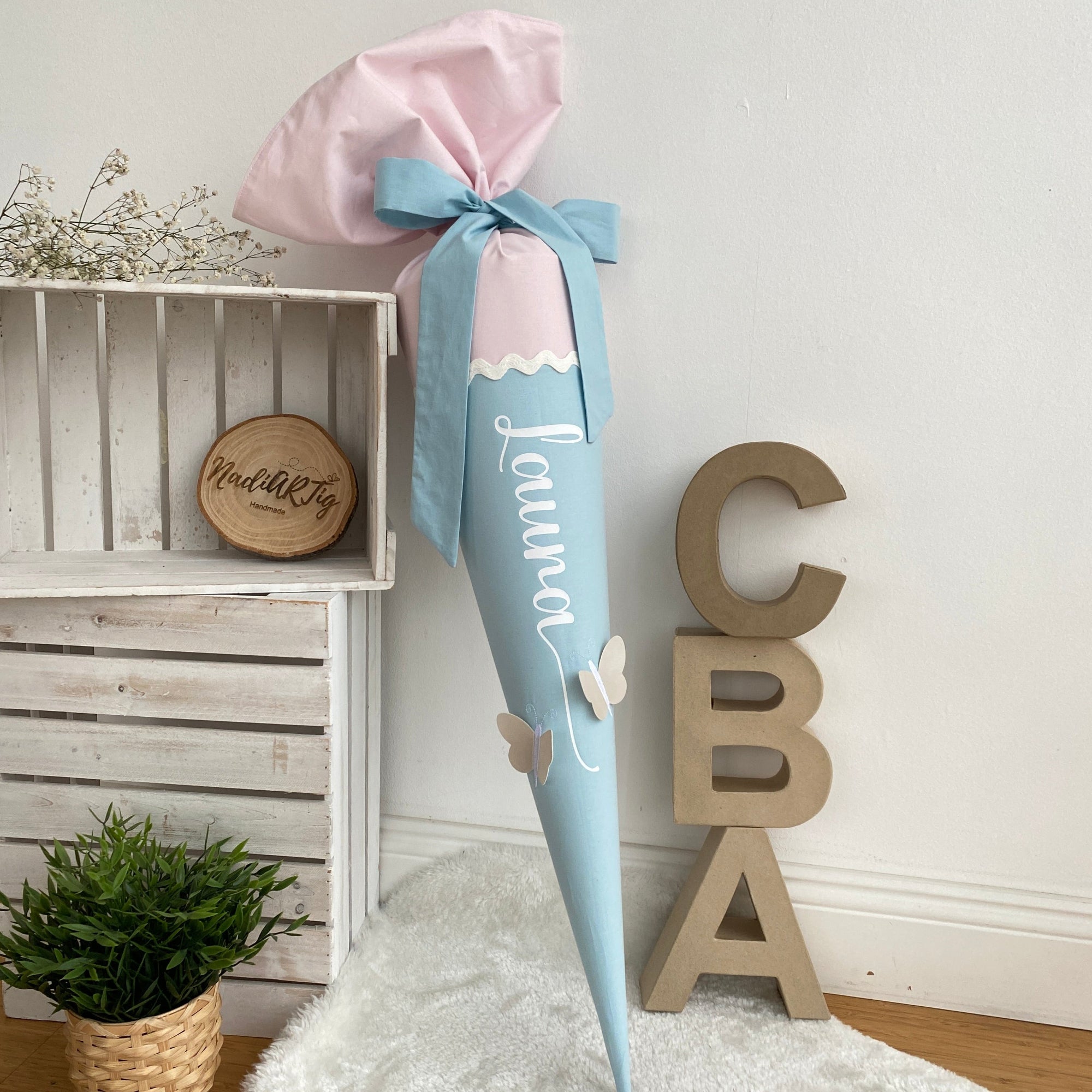 Schultüte hellblau und rosé